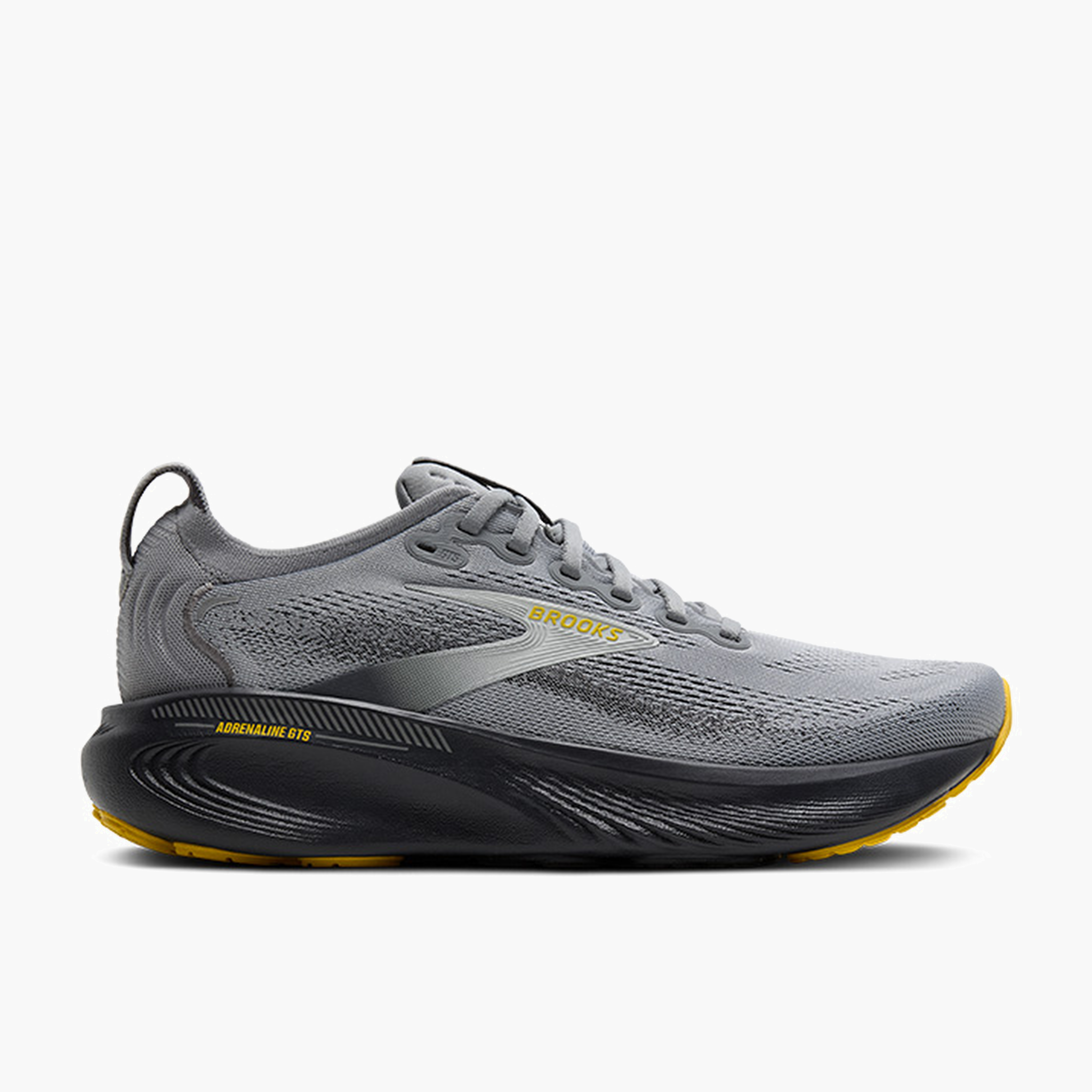 Lateral angle shot of Men's Adrenaline GTS 25 in Primer Grey / Ebony / Jasmin