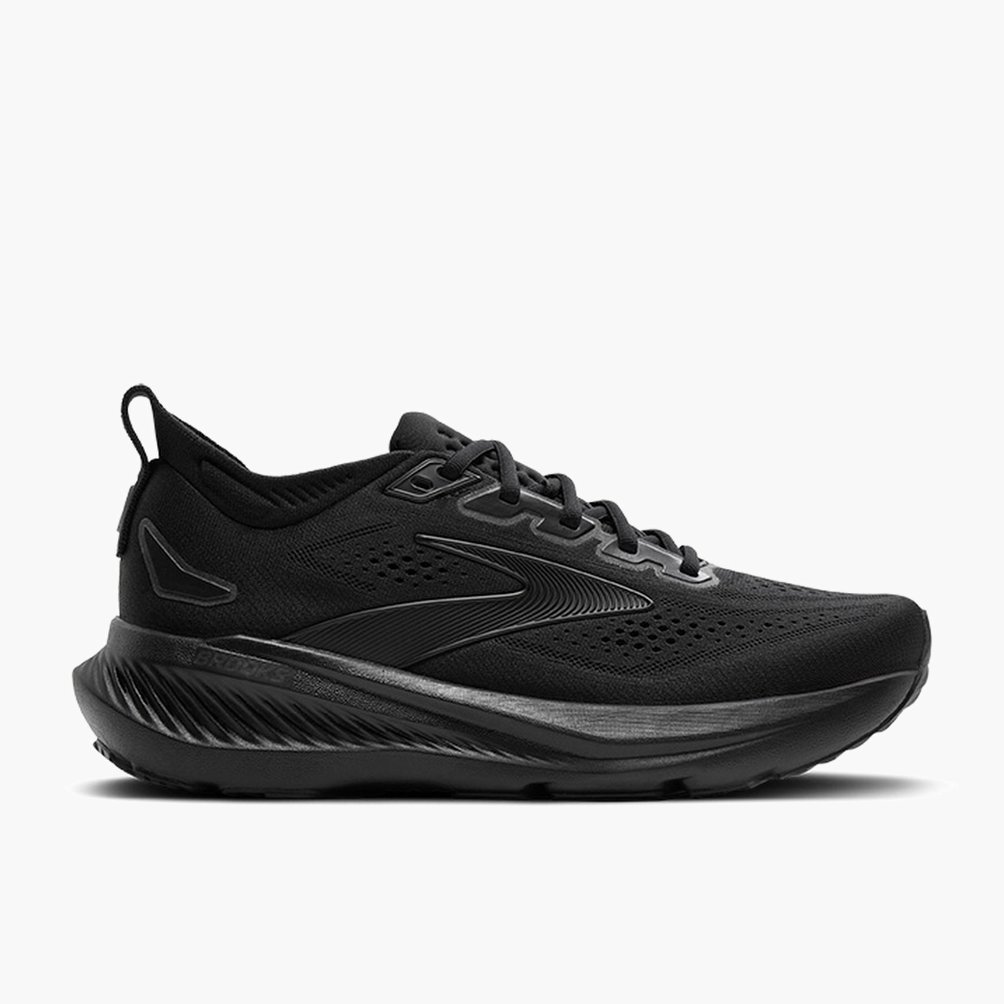 Lateral angle shot of Men's Glycerin 23 in Black / Black / Ebony