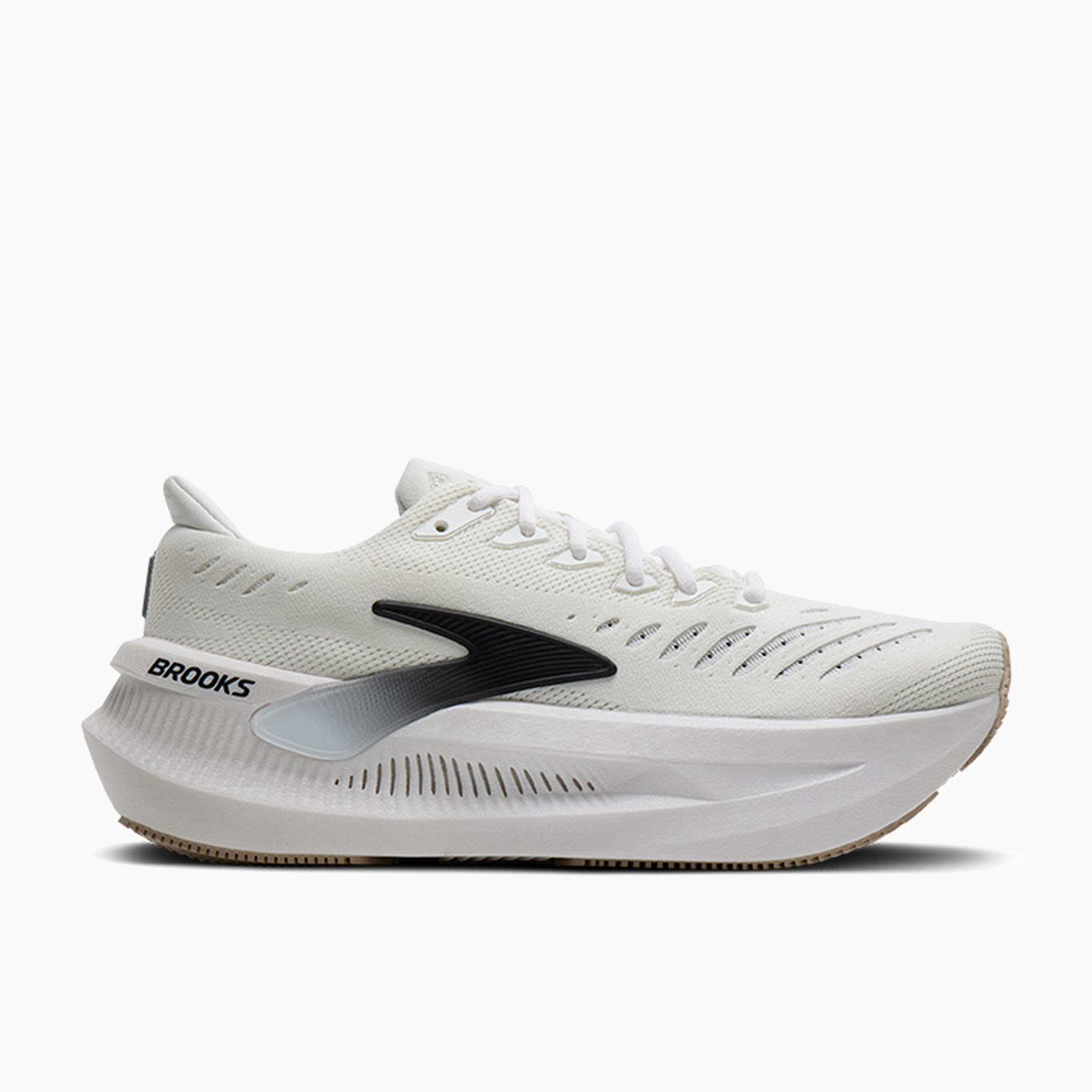 Lateral angle shot of Men's Glycerin Max 2 in White / Black / Chateau Gray