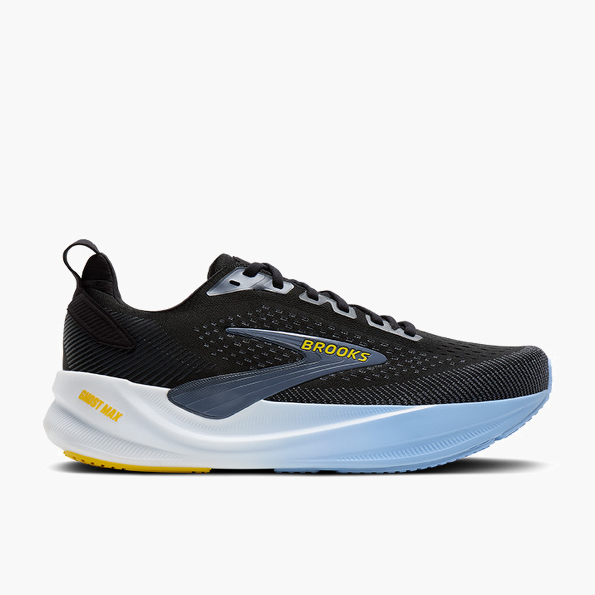 Lateral angle shot of Men's Ghost Max 4 in Black / Folkstone / Open Air
