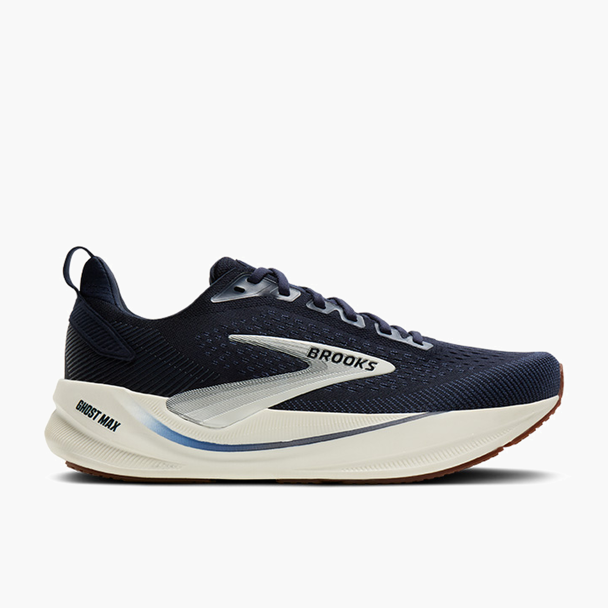 Lateral angle shot of Men's Ghost Max 4 in Navy / Navy / Biscuit