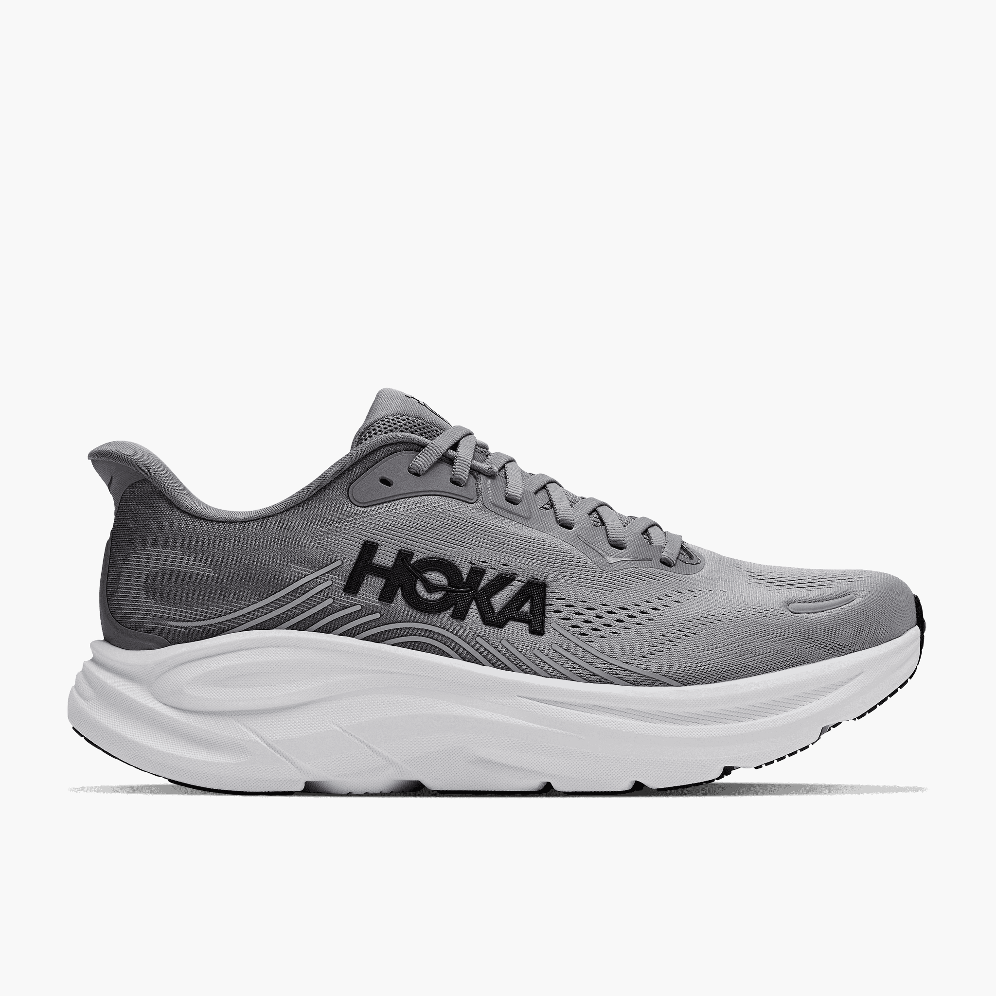 Lateral angle shot of Men's Clifton 11 in Galactic Grey / Stellar Grey