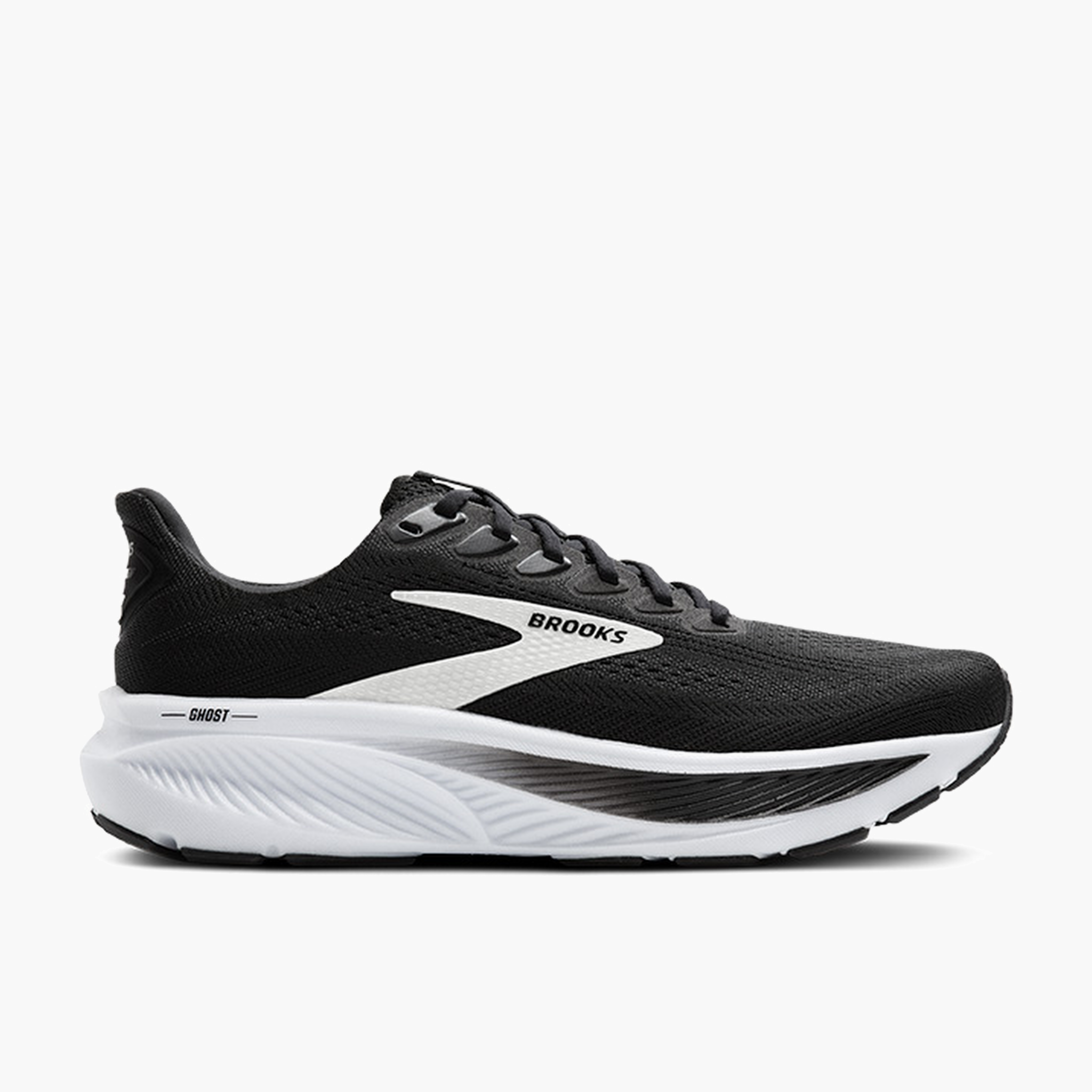 Lateral angle shot of Women's Ghost 17 in Black / Grey / White
