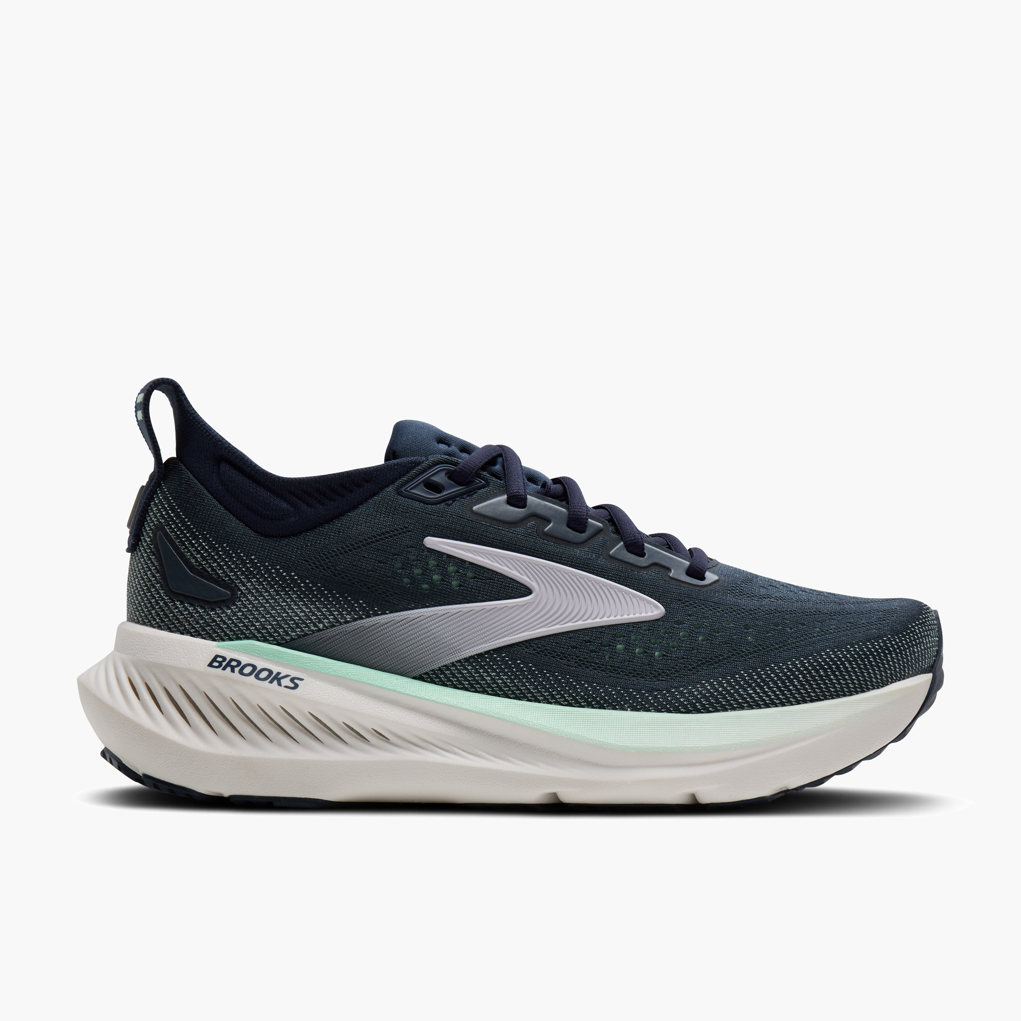 Lateral angle shot of Women's Glycerin 23 in Spellbound / Yucca / Pink