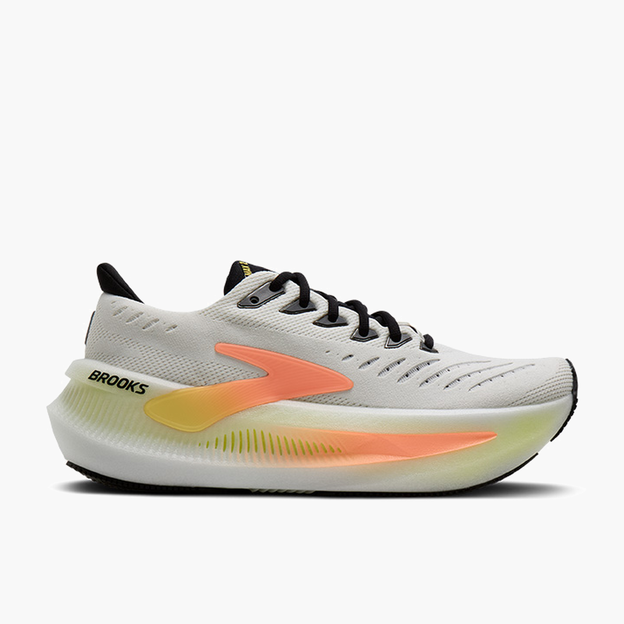 Lateral angle shot of Women's Glycerin Max 2 in White / Cyber Yellow / Nightlife