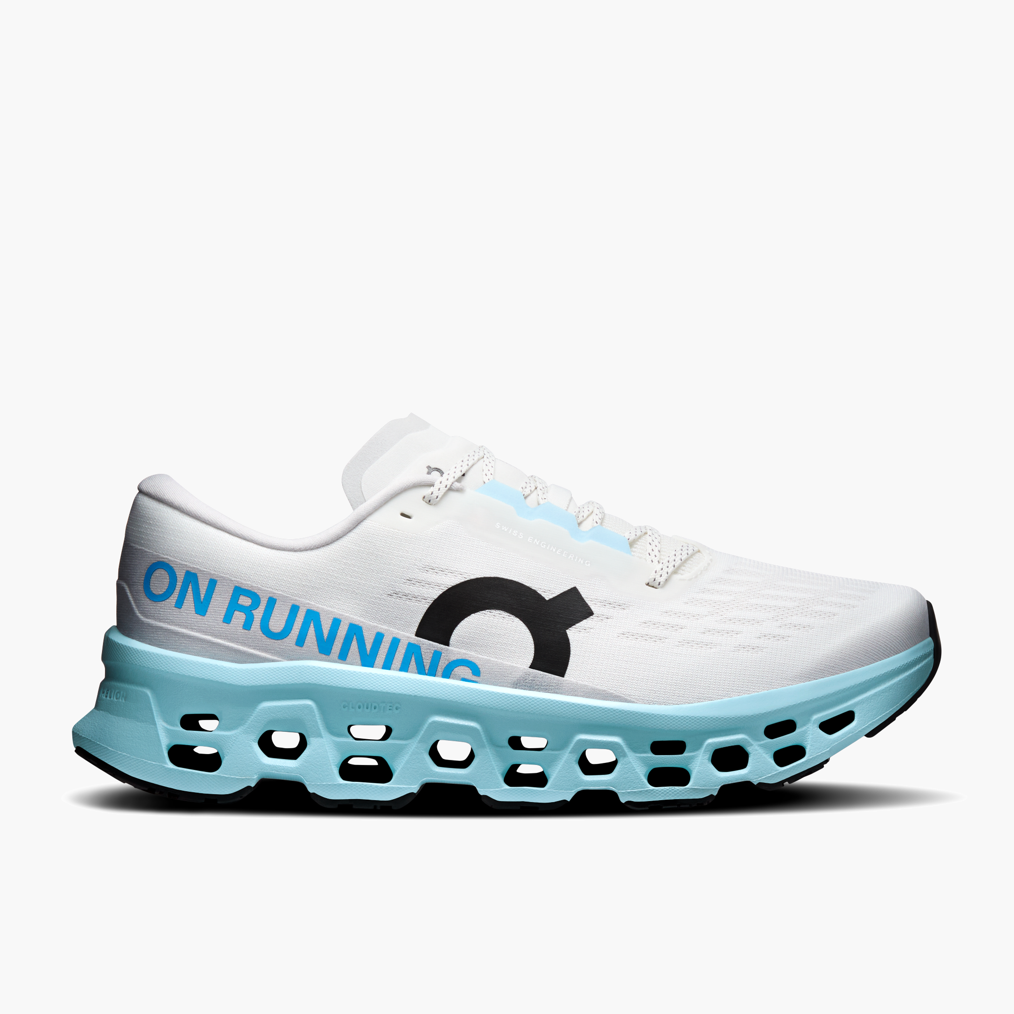 Lateral angle shot of Men's Cloudmonster 3 in Ivory | Topaz