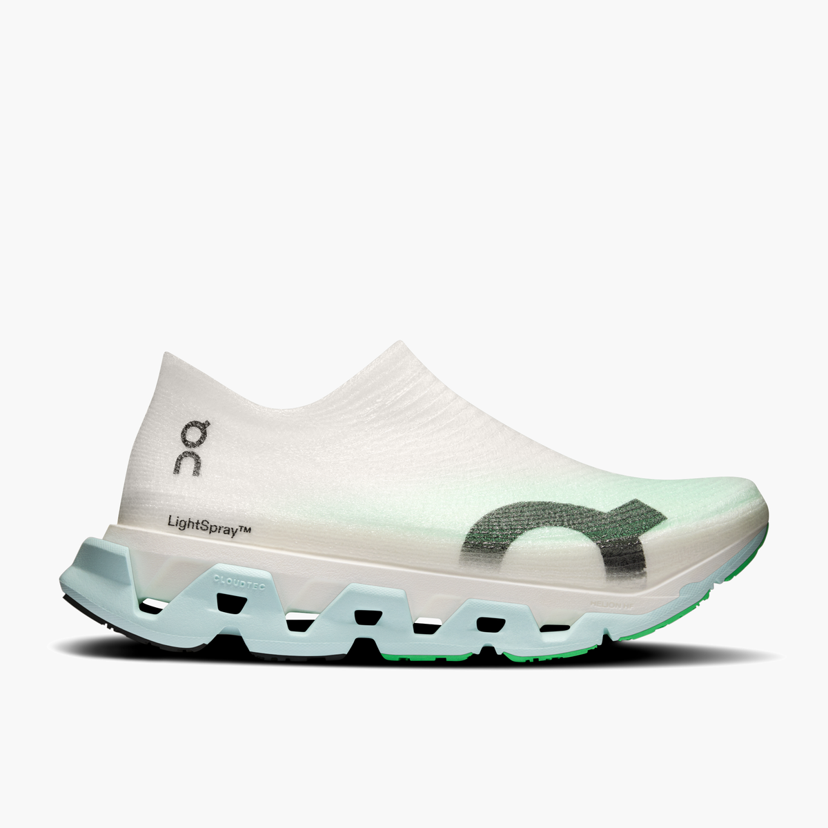 Lateral angle shot of All Gender Cloudmonster 3 Hyper in Flurry | Verdite
