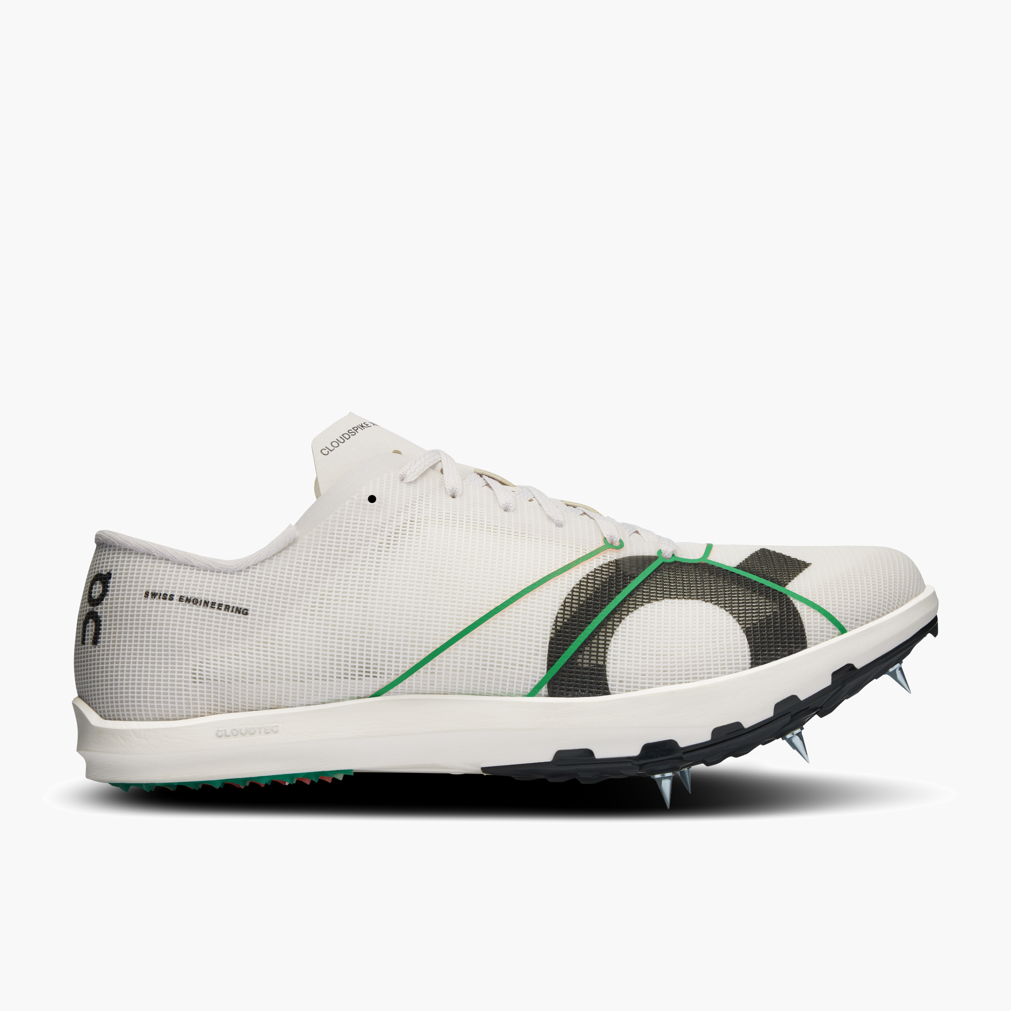 Lateral angle shot of Womens Cloudspike XC in Frost / White