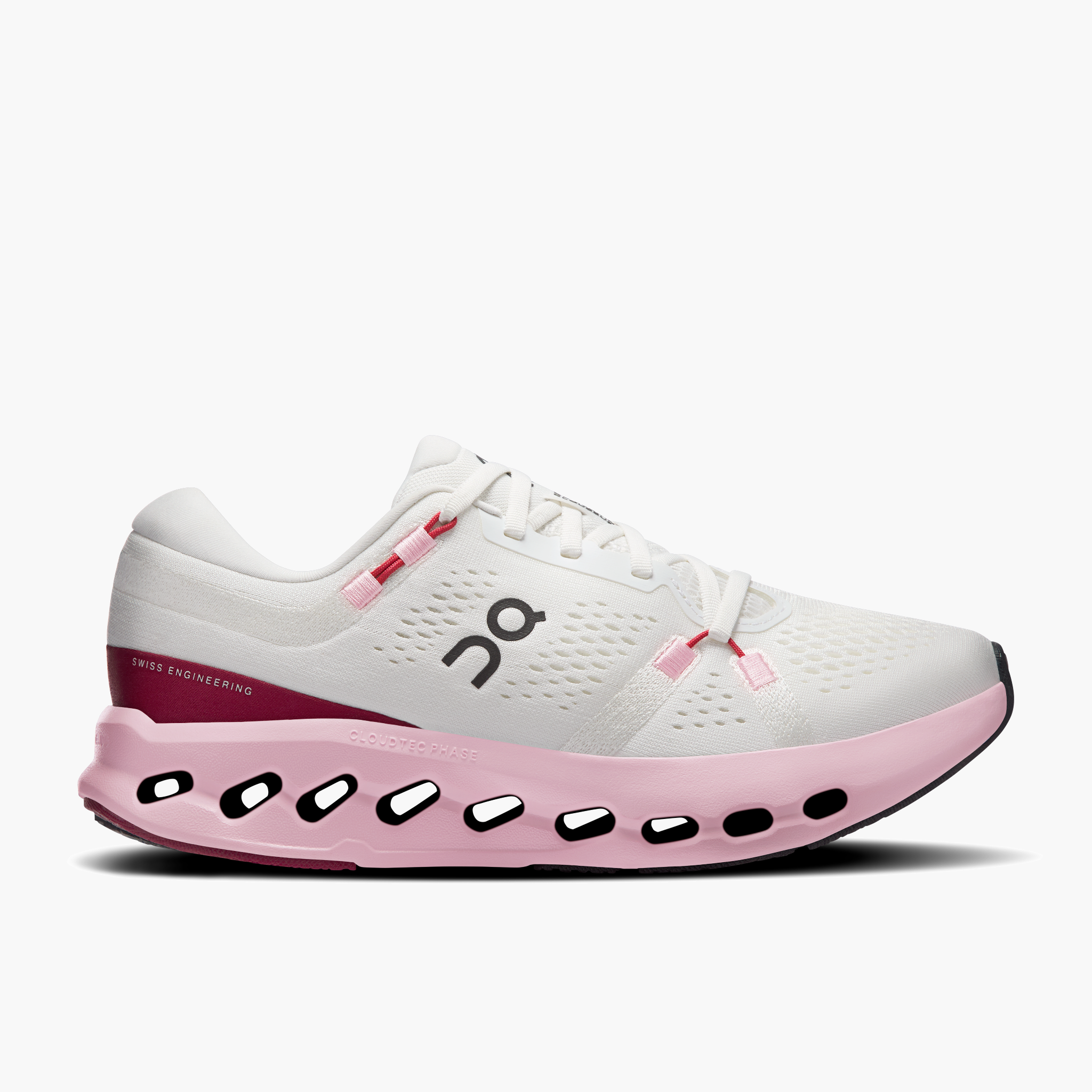 Lateral angle shot of Women's Cloudsurfer 2 in Ivory | Peony