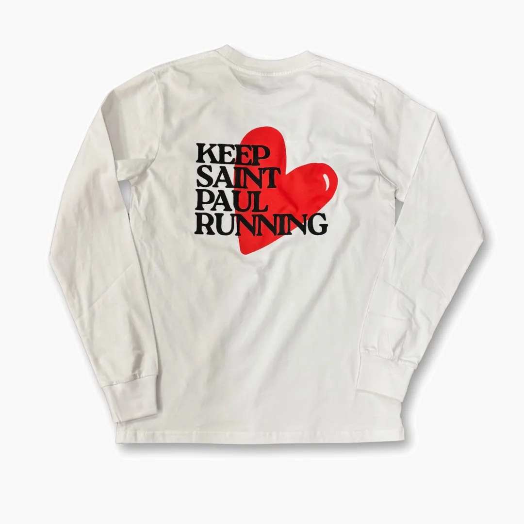 All Gender Saint Paul Heart Long Sleeve in White - 1