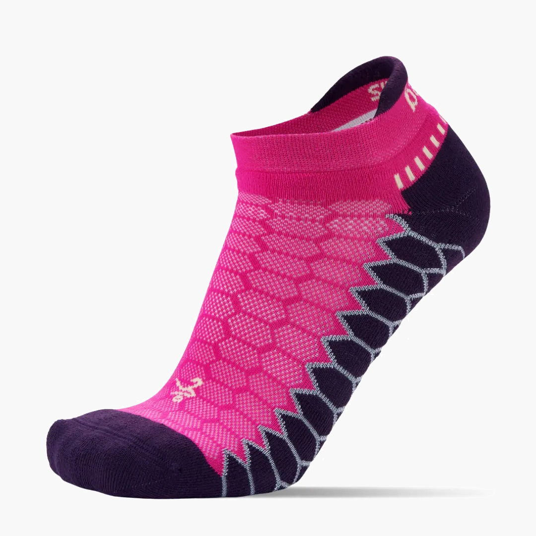 Silver No Show Socks in Electric Pink - 1
