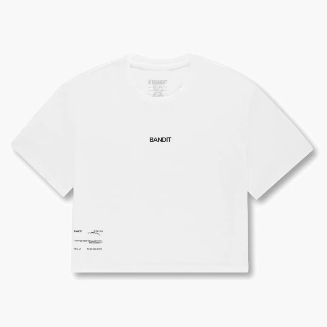 Women s Micromesh Cropped Run Tee in White - 1