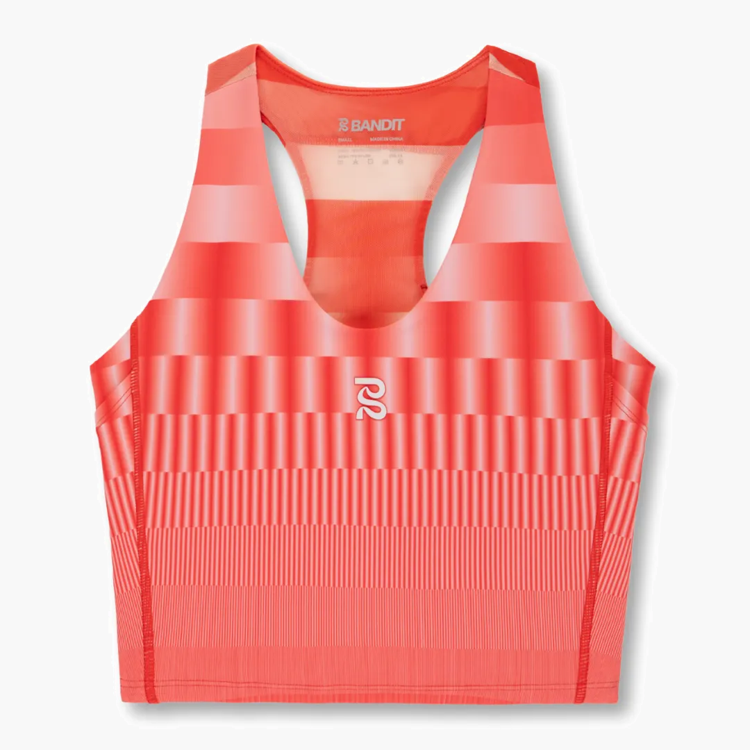 Women s Vanisher V-Neck Race Crop in Growing Grid / Poppy - 1