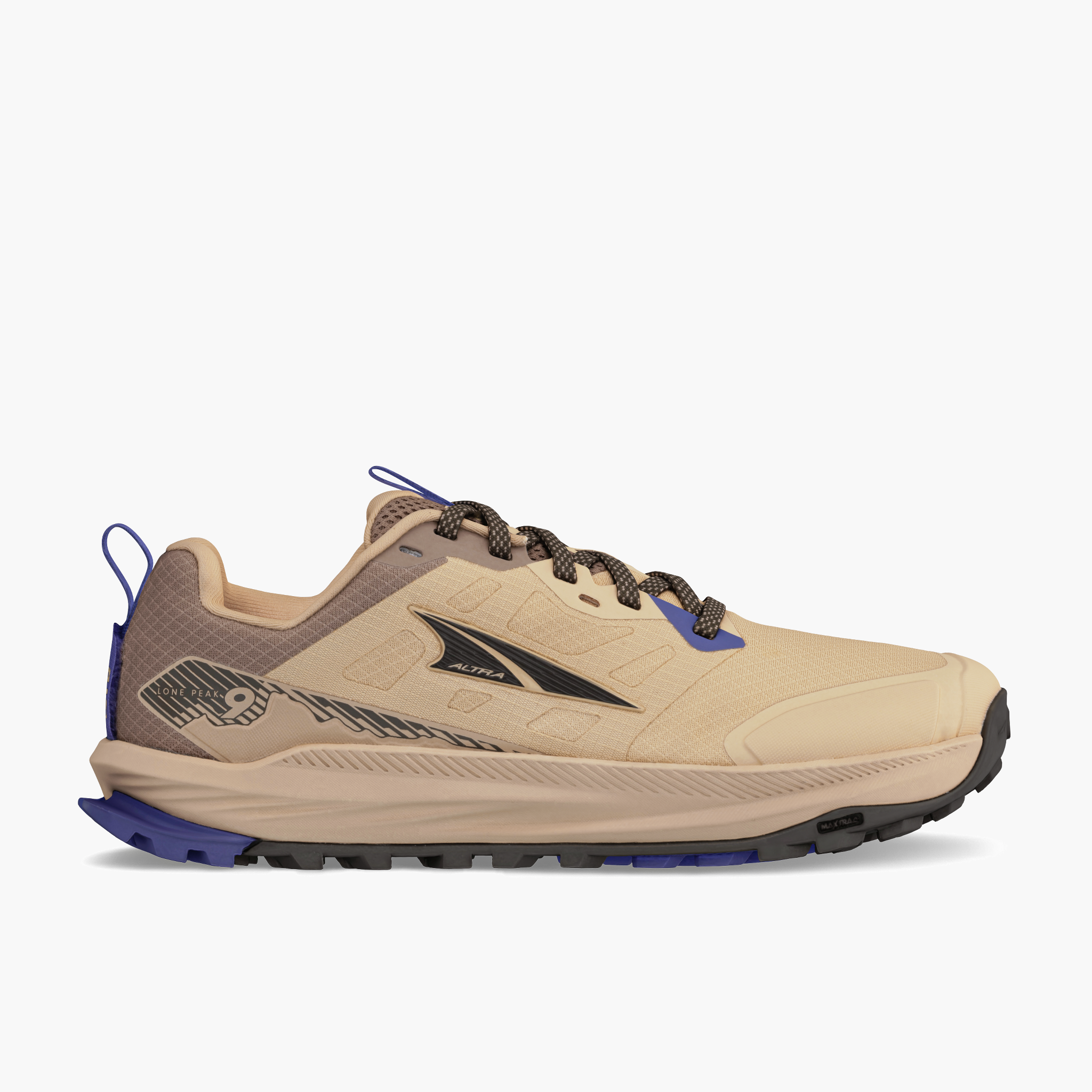 Lateral angle shot of Women's Lone Peak 9 in Tan