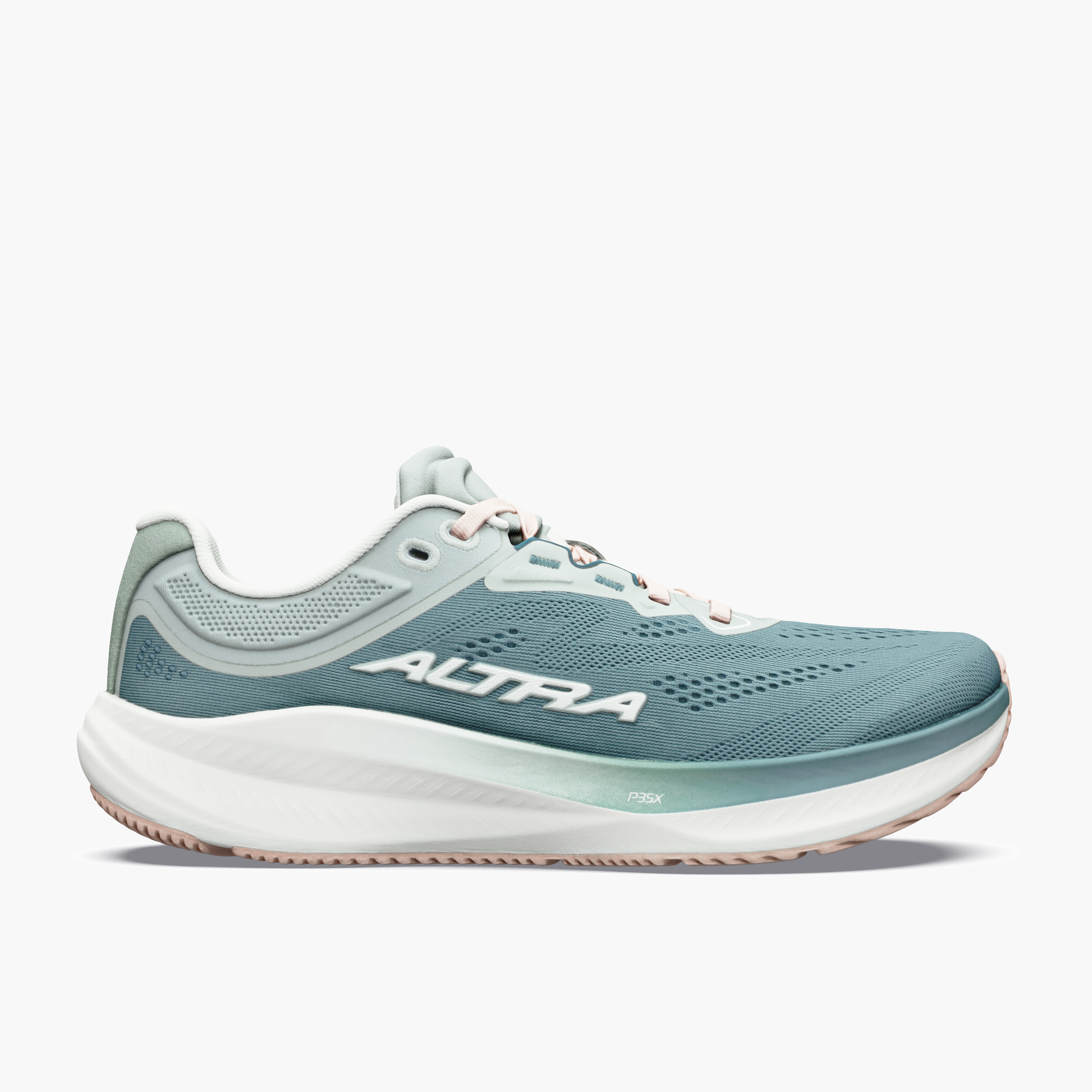 Lateral angle shot of Women's Torin 9 in Sea Pine / Ice / Greenmileu