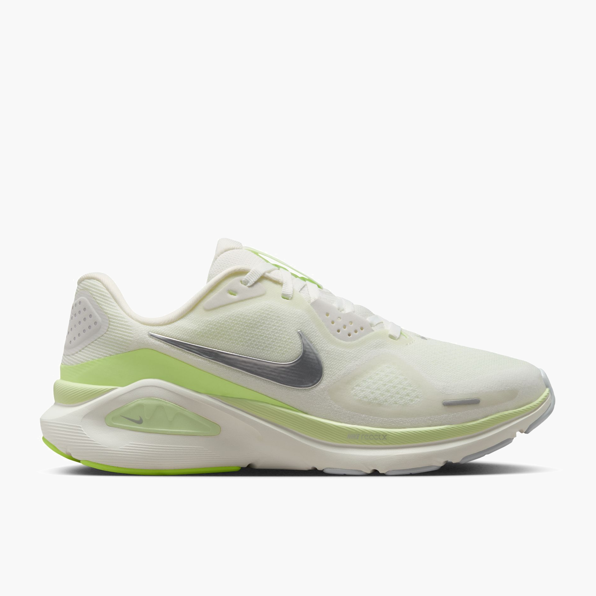 Lateral angle shot of Women's Structure 26 in Summit White / Chrome-Barely Volt-Sail