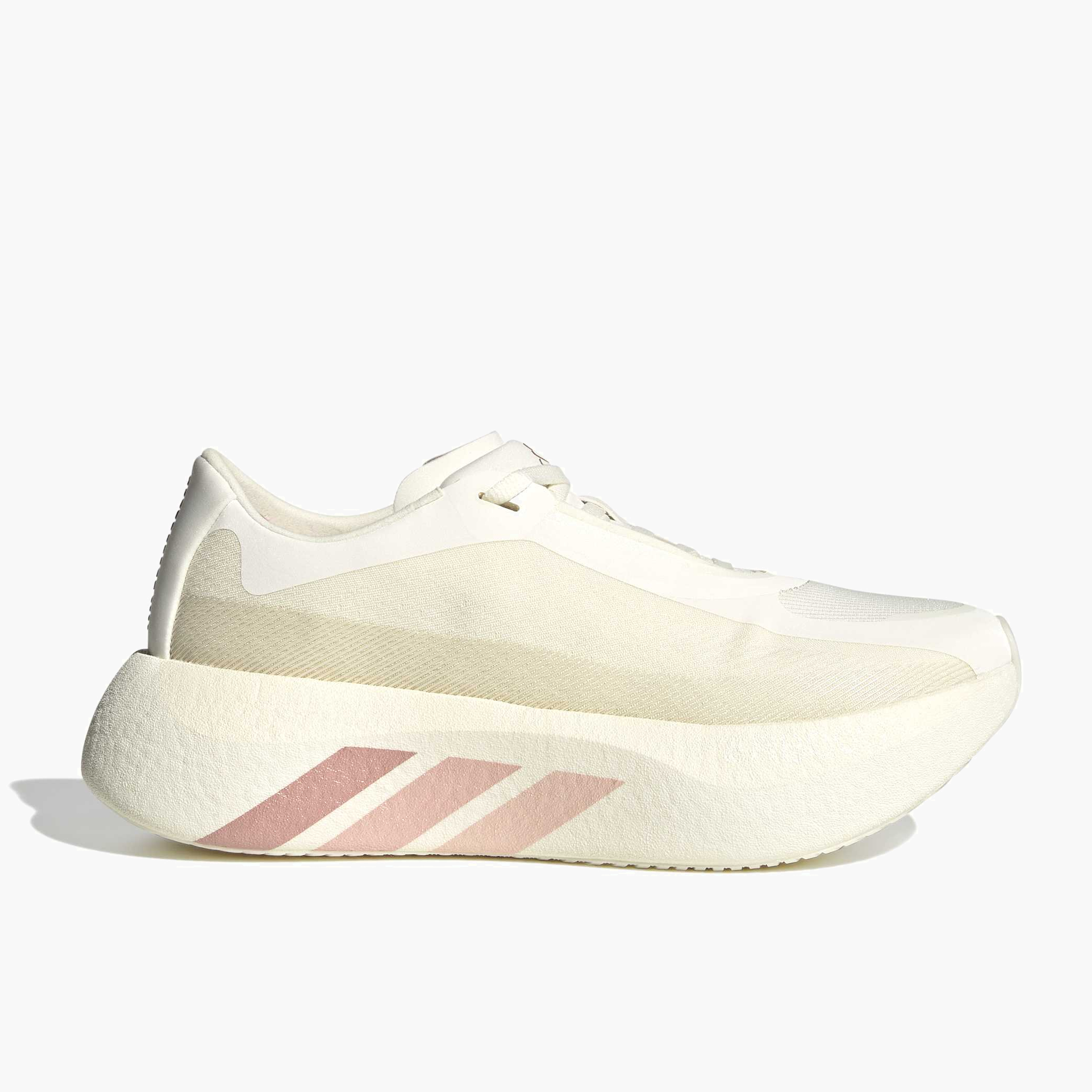 Lateral angle shot of Women's Hyperboost Edge in Off White / Vapour Pink / Matte Silver