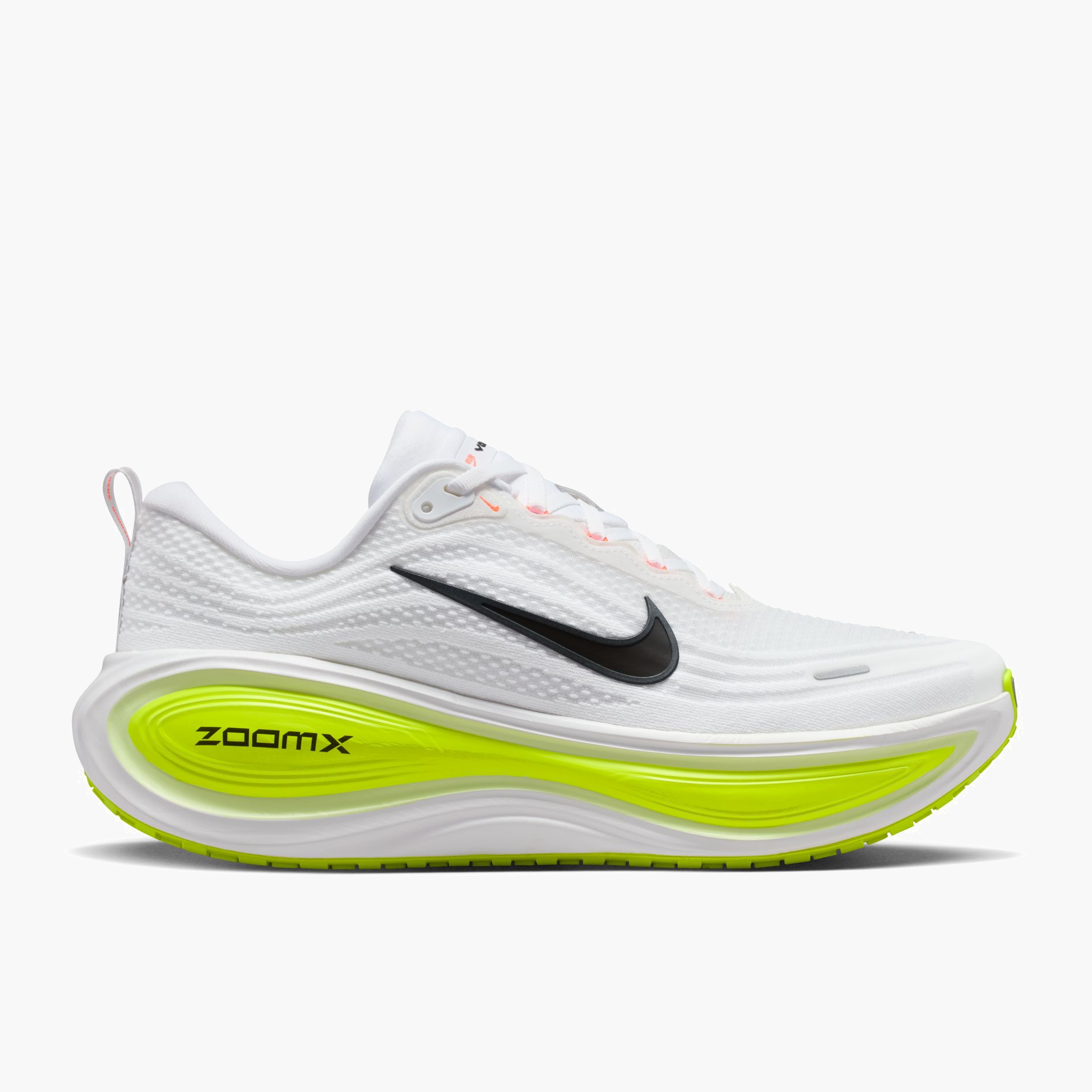 Lateral angle shot of Men's Vomero Plus in White / Black-Volt-Barely Volt
