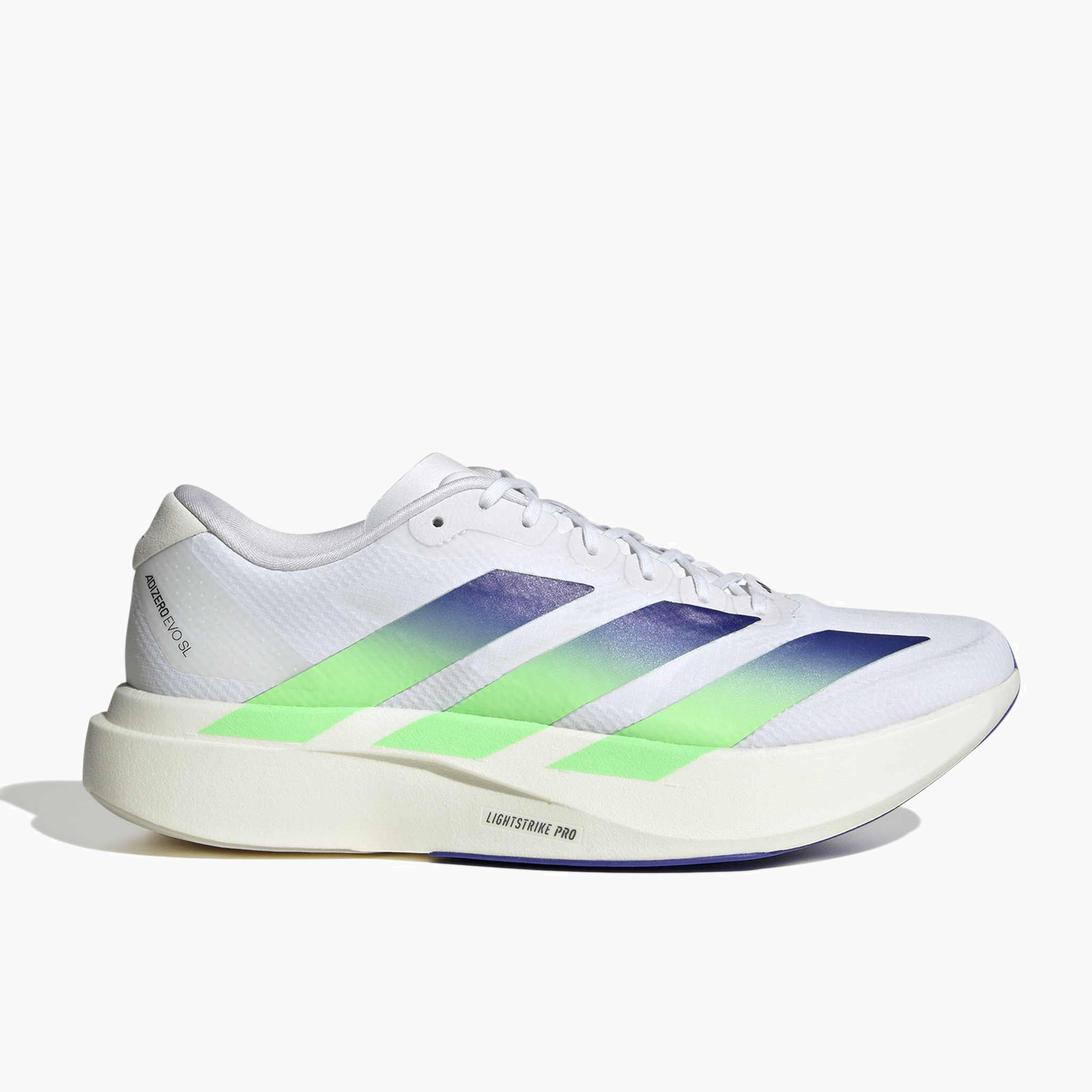 Lateral angle shot of Men's Evo SL Woven in Ftwr White / Beam Green / Core White