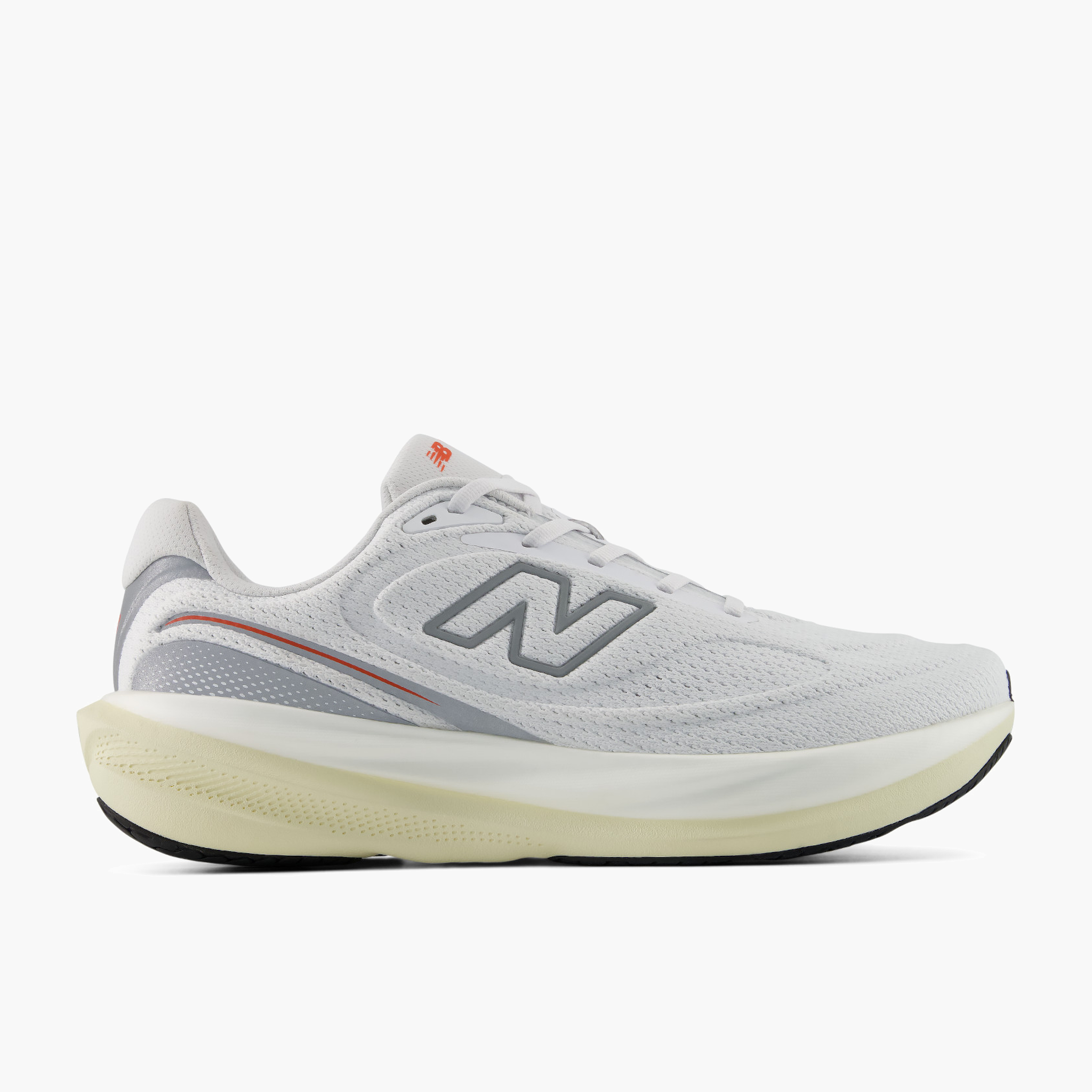 Lateral angle shot of Men's 1080 v15 in White / Neoflame