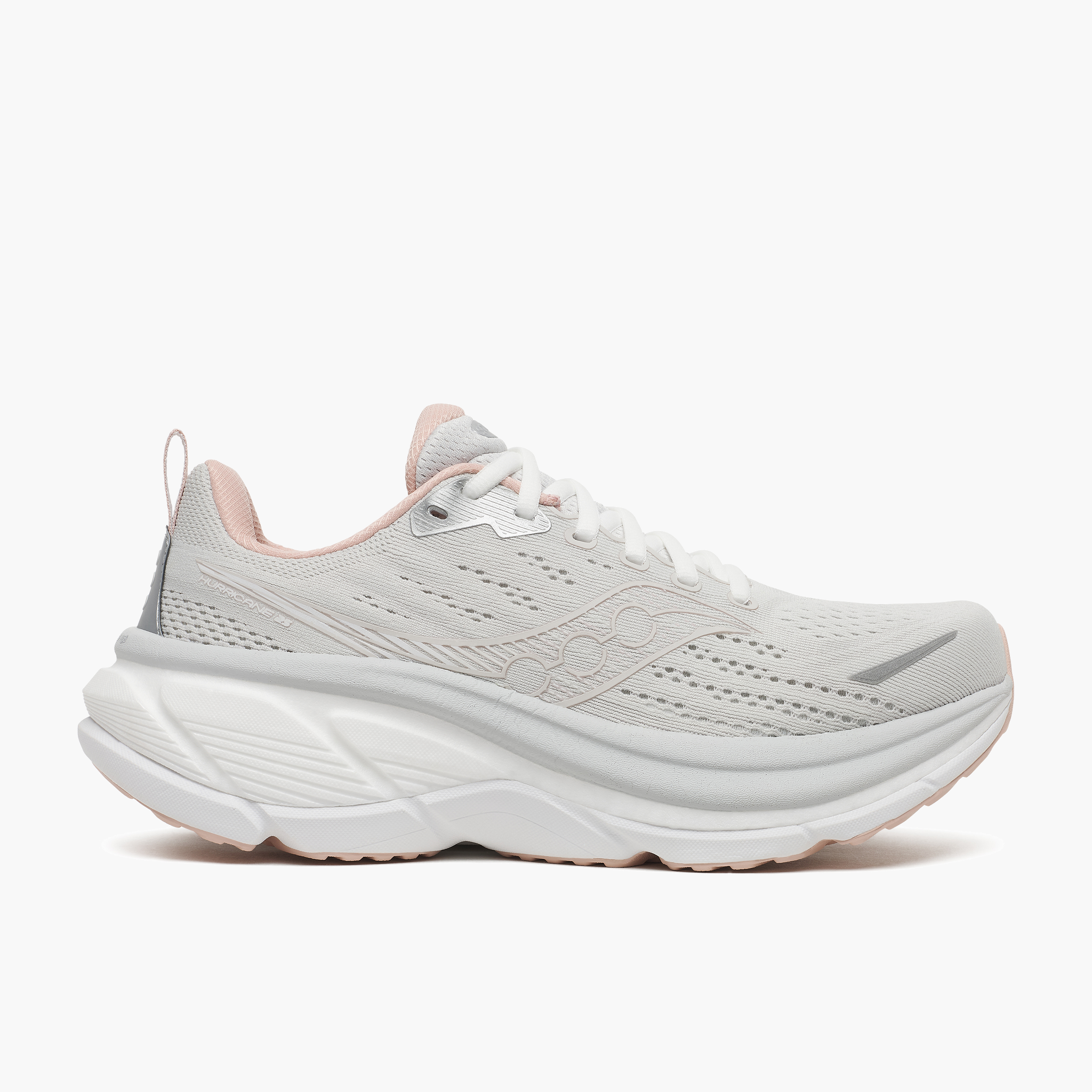 Lateral angle shot of Women's Hurricane 25 in Arctic / White
