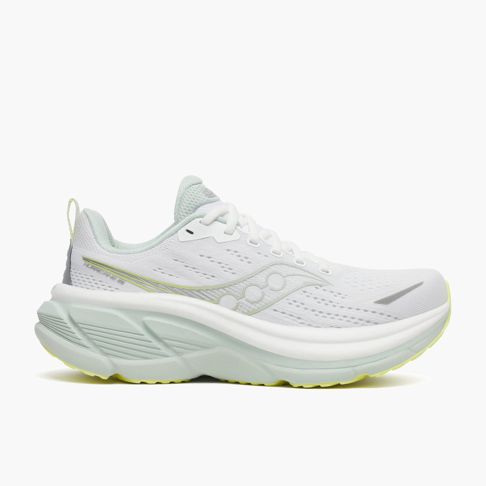 Lateral angle shot of Women's Hurricane 25 in White / Mist