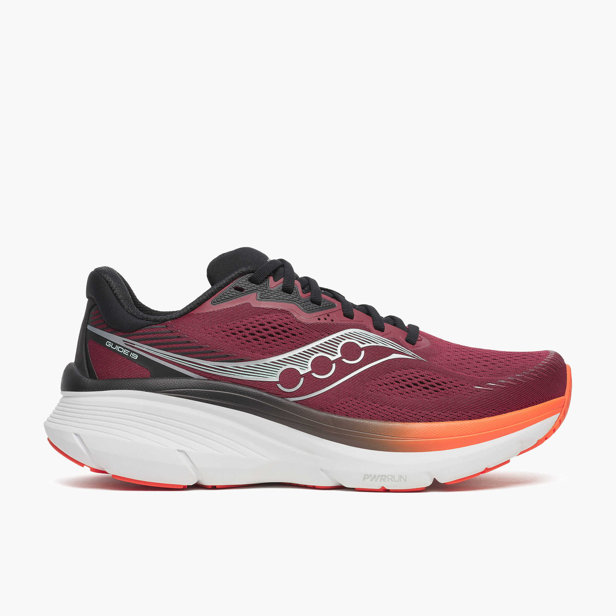 Lateral angle shot of Men's Guide 19 in Crimson / Fire