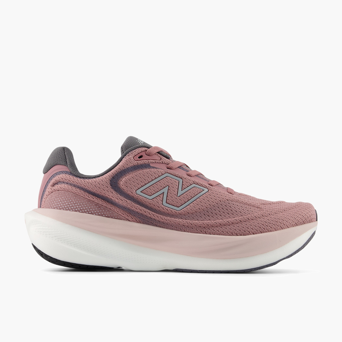 Lateral angle shot of Women's 1080 v15 in Rosewood / Silvermetallic / Neptunegrey
