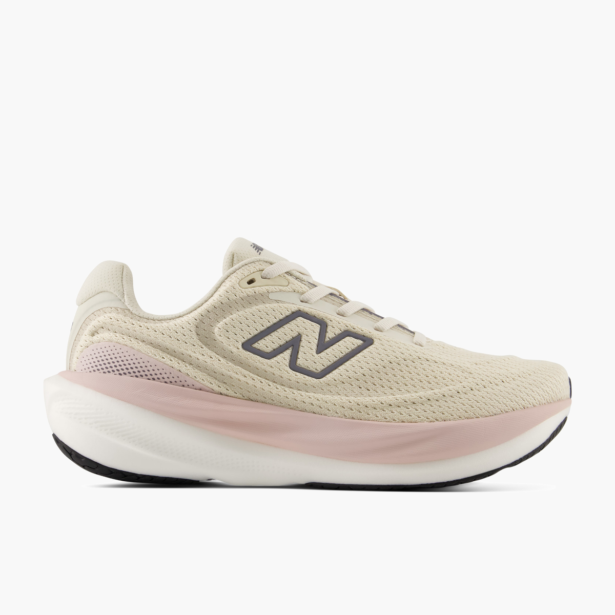 Lateral angle shot of Women's 1080 v15 in Timberwolf / Neptunegrey