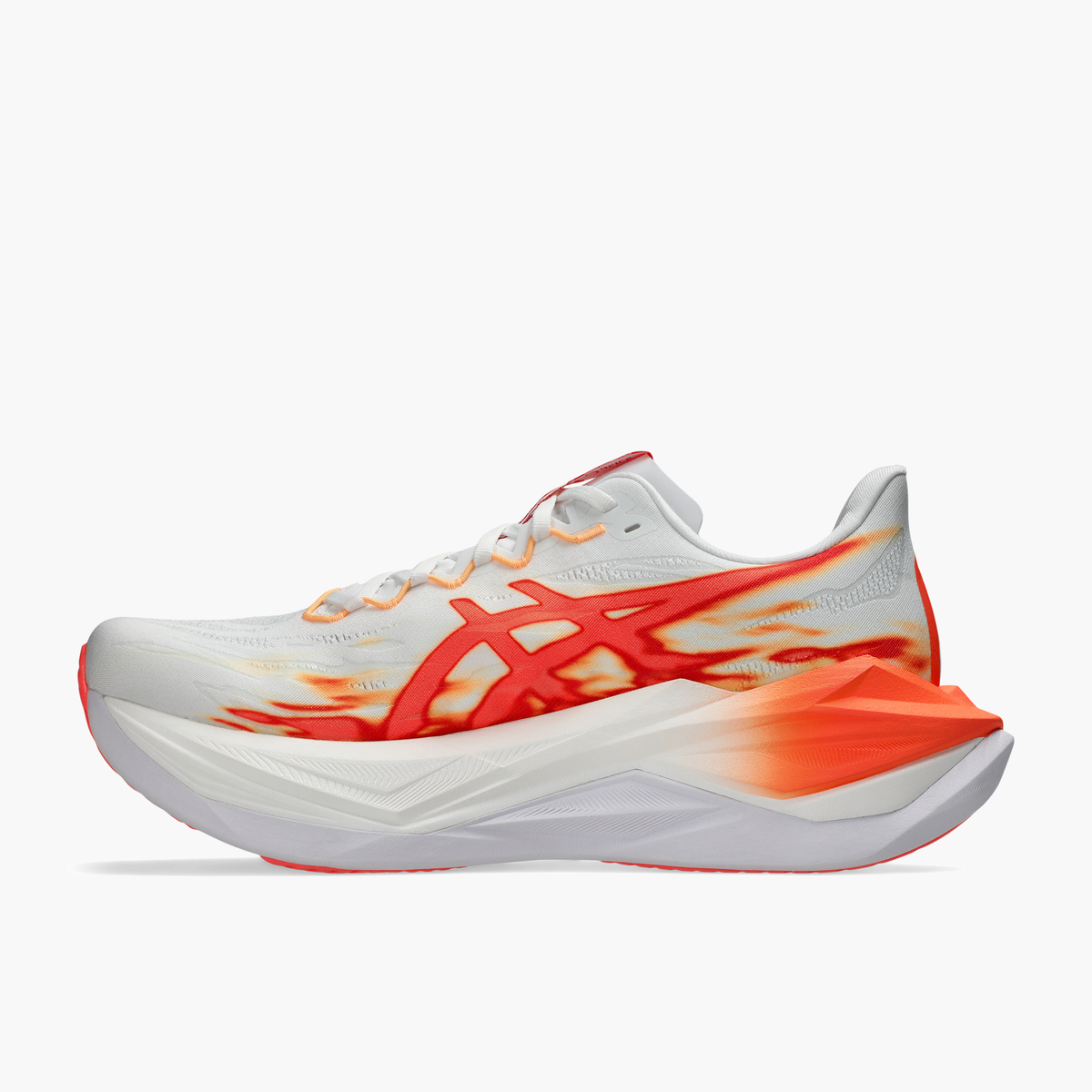 Medial angle shot of All Gender Superblast 3 in White / Orange Glow