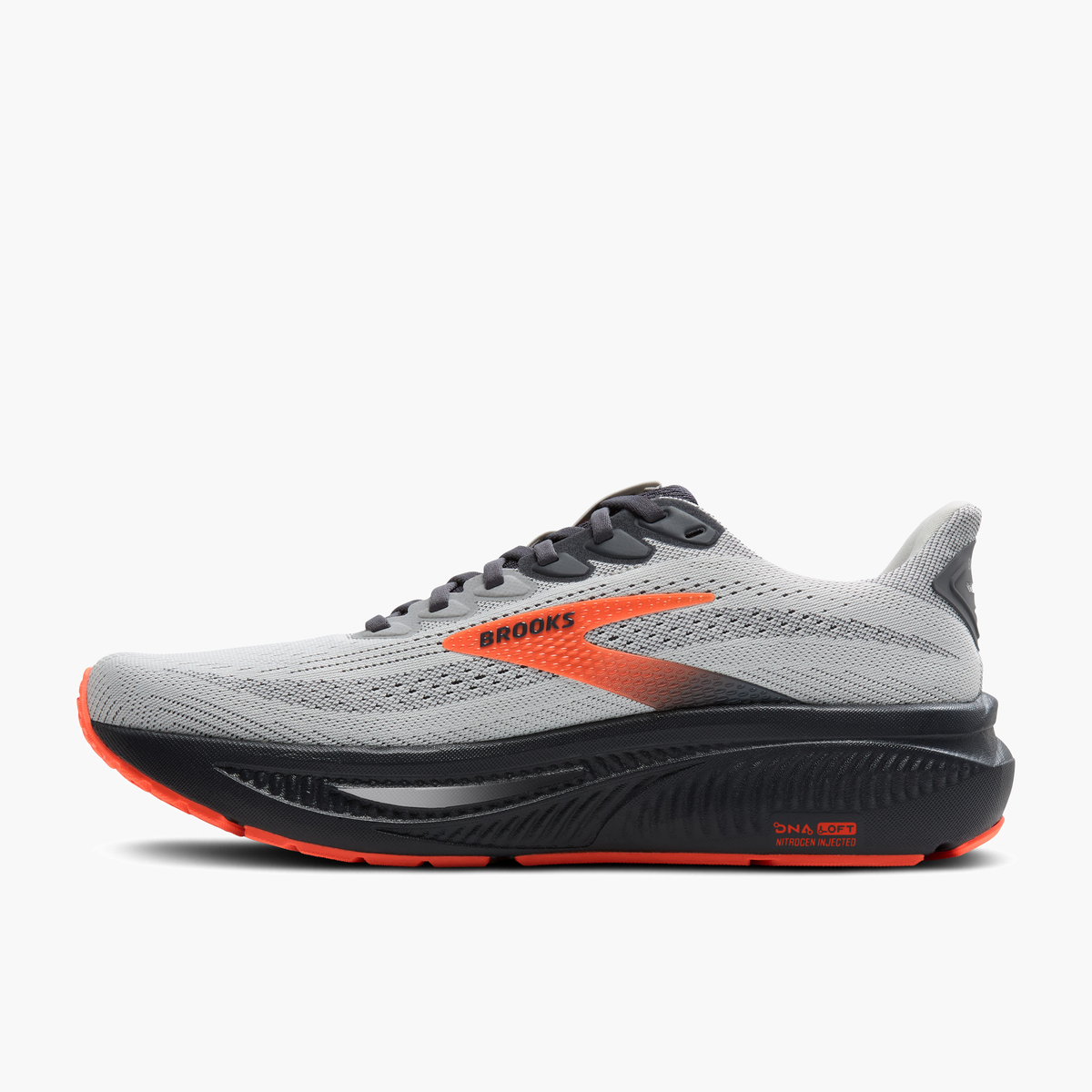 Medial angle shot of Men's Ghost 17 in Oyster Mushroom / Orange / Ebony