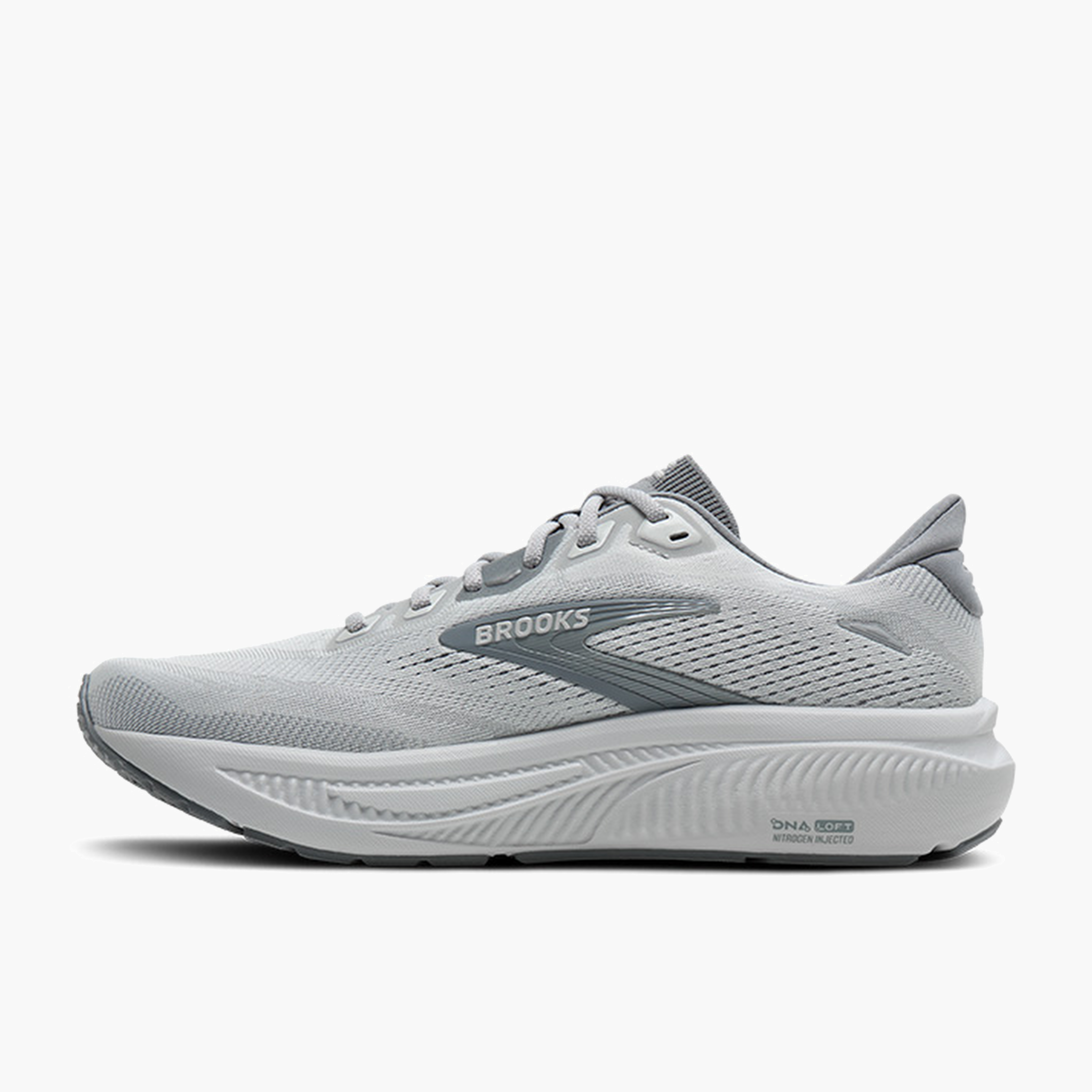 Medial angle shot of Men's Ghost 18 in Primer Grey / Oyster Mushroom