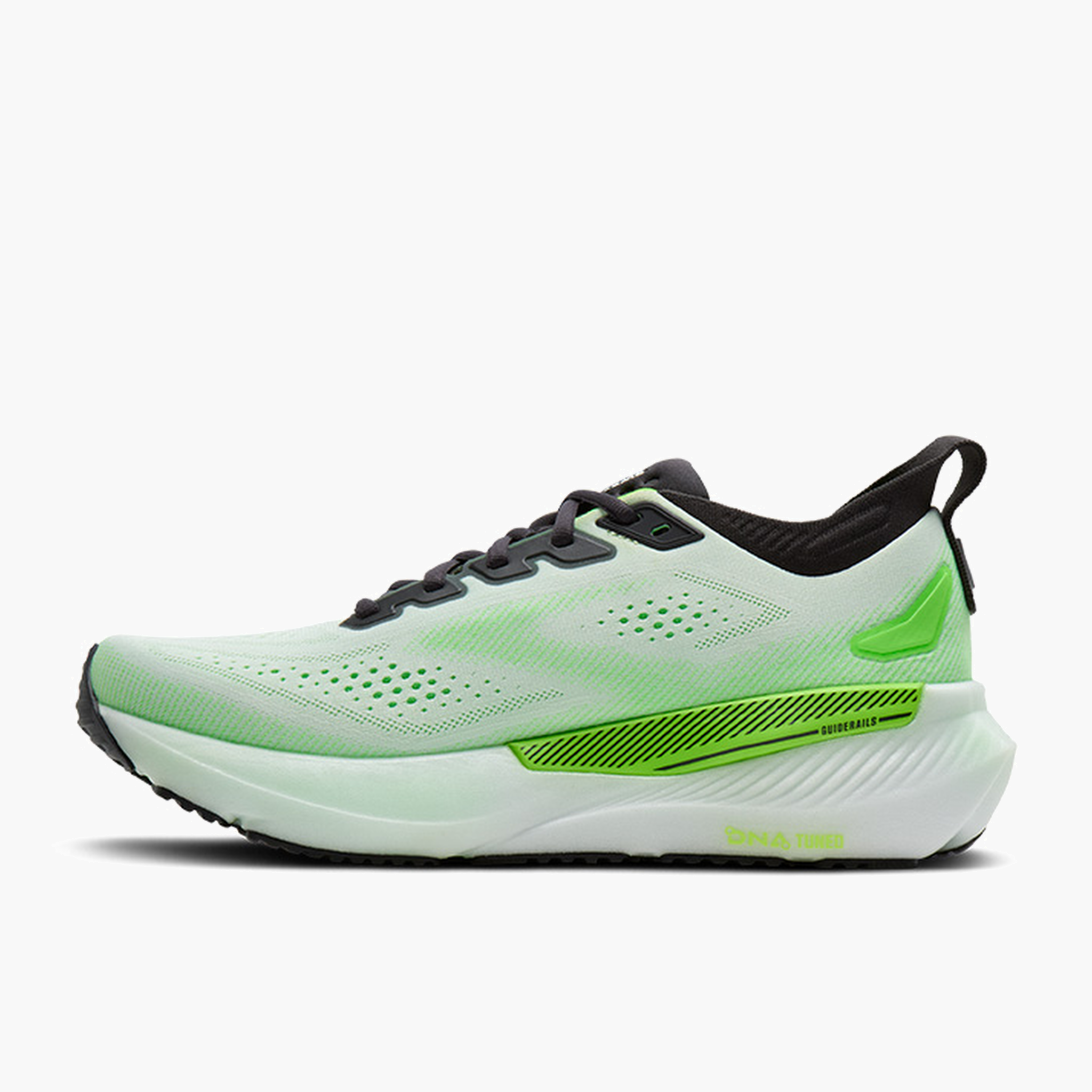 Medial angle shot of Men's Glycerin GTS 23 in White / Phantom / Green Gecko