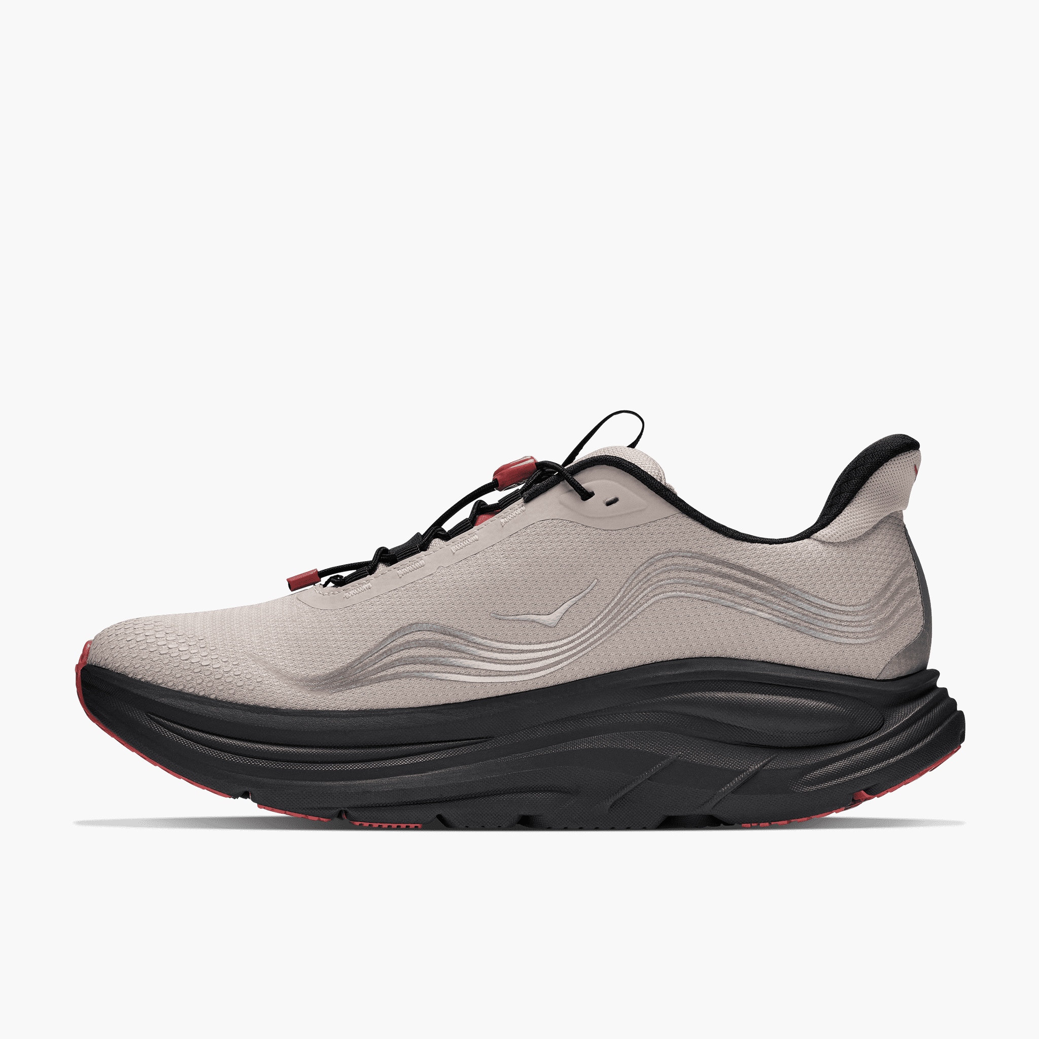 Medial angle shot of Men's Clifton 11 Gore-Tex in River Rock Grey / Carbon Black