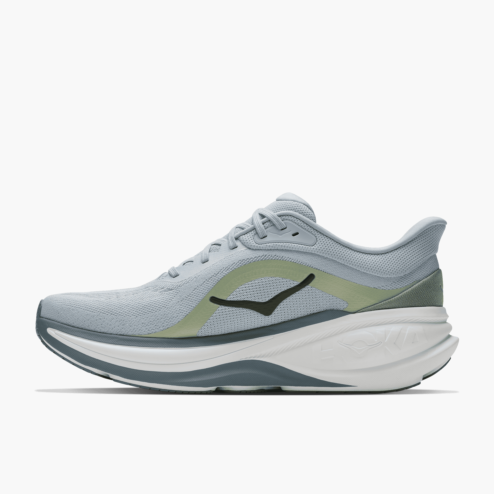 Medial angle shot of Men's Clifton Pro in Mineral Blue / Sprouted Green