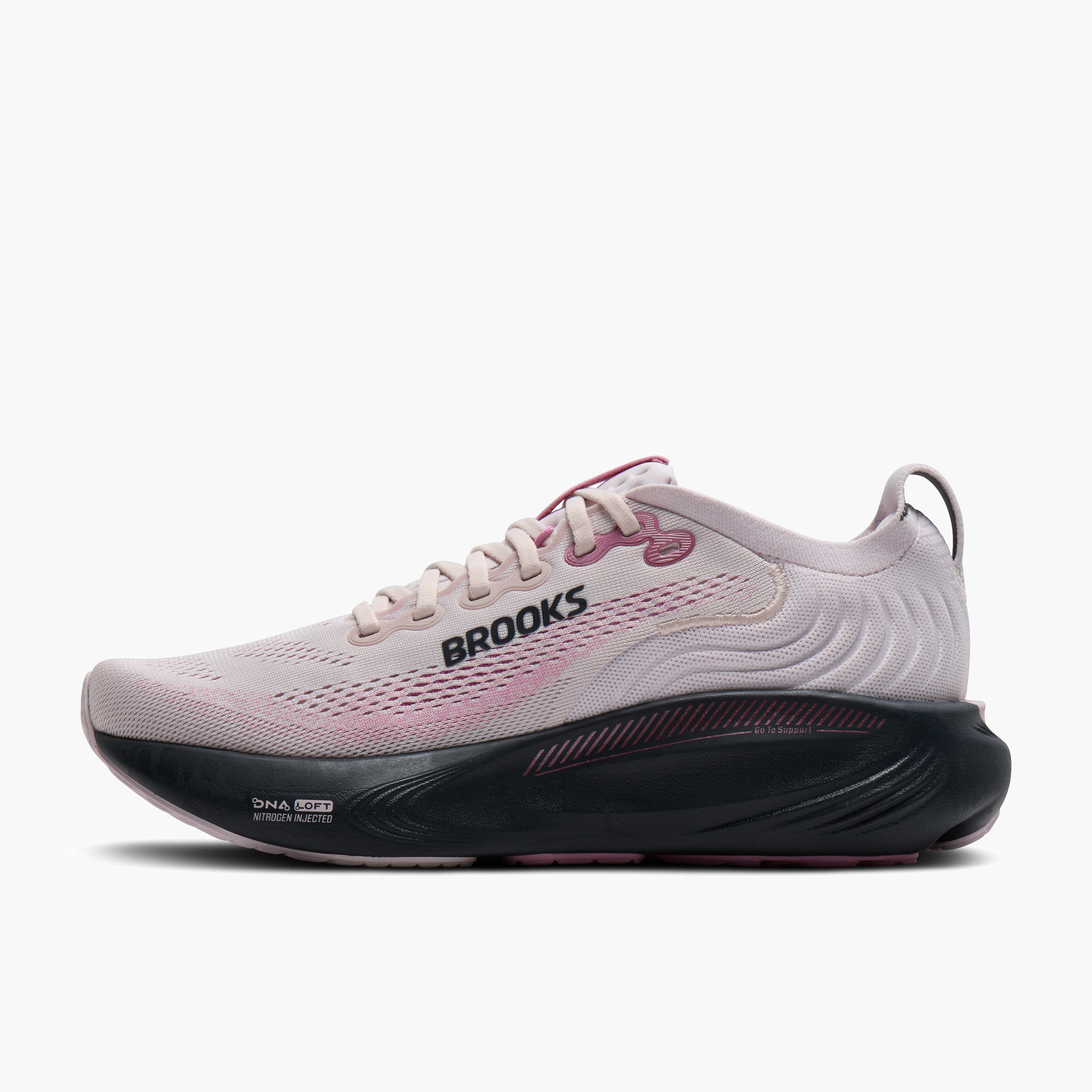 Medial angle shot of Women's Adrenaline GTS 25 in Mauve / Ebony / Pink