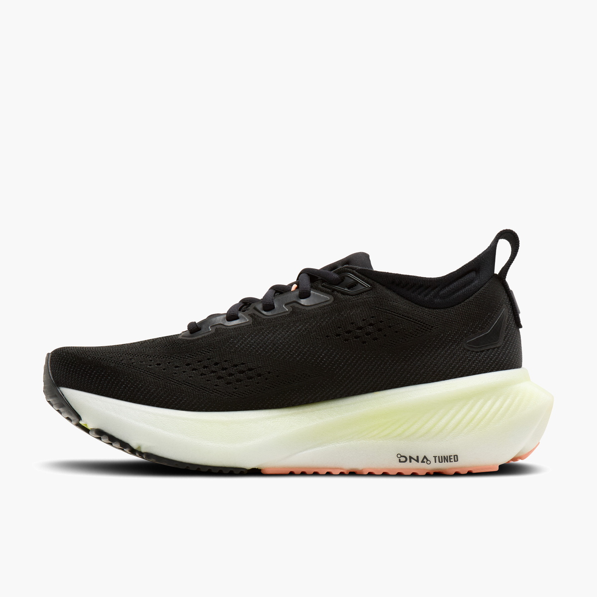 Medial angle shot of Women's Glycerin 23 in Black / Peach / Nightlife