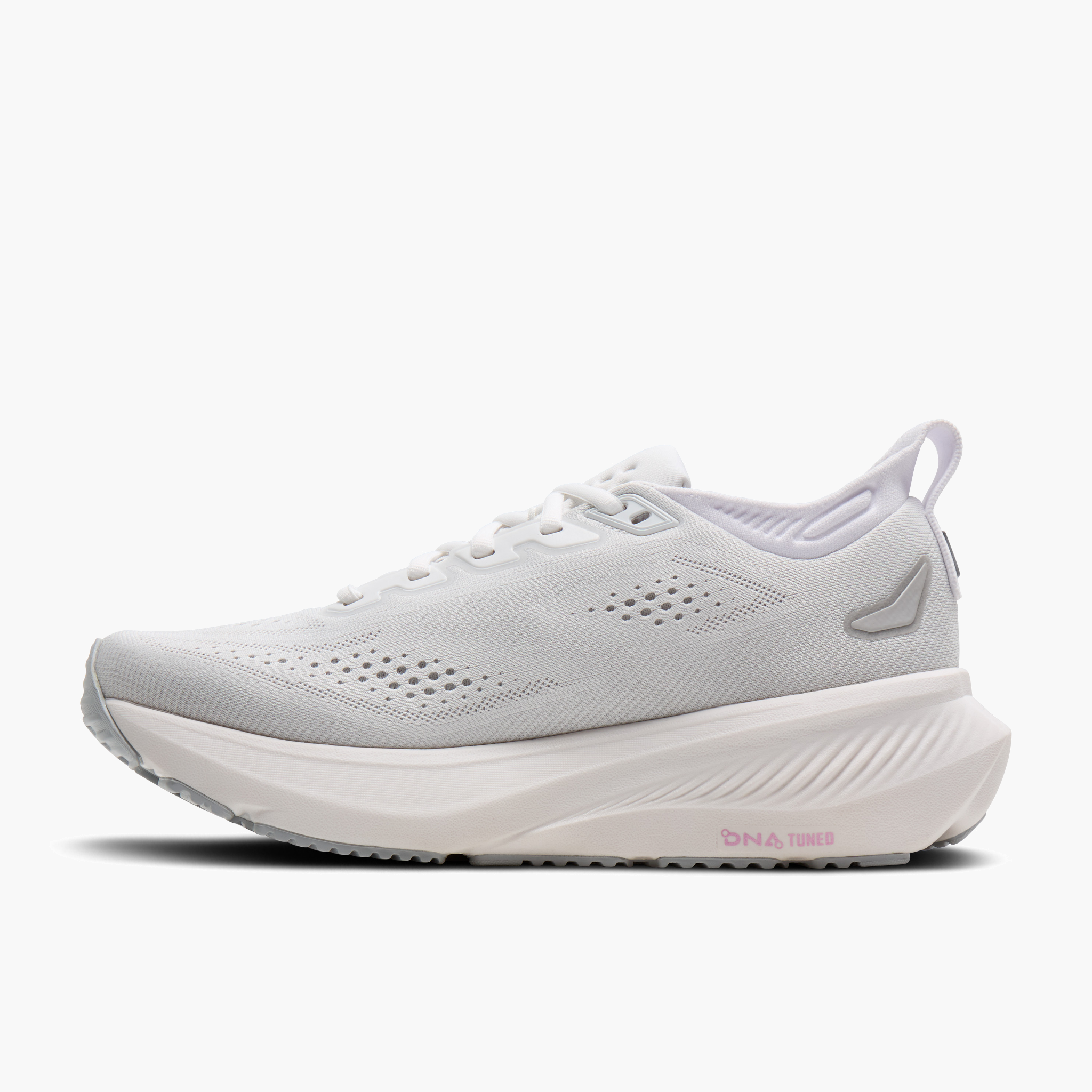 Medial angle shot of Women's Glycerin 23 in White / Harbor Mist / Metallic