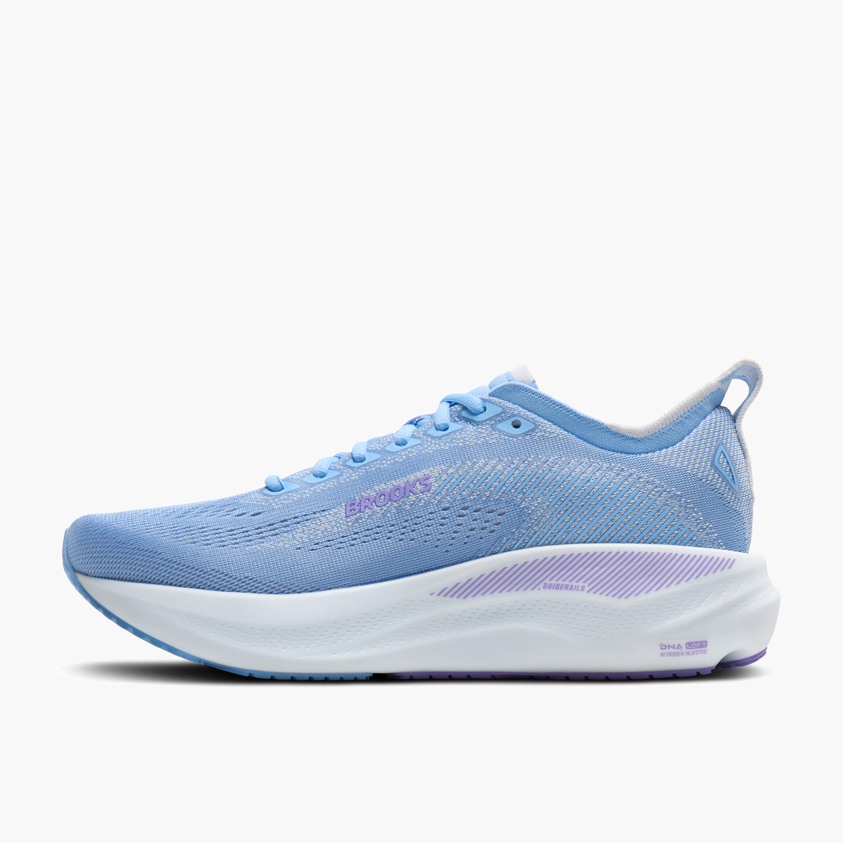 Medial angle shot of Women's Adrenaline GTS 26 in Cornflower / Silver / Purple