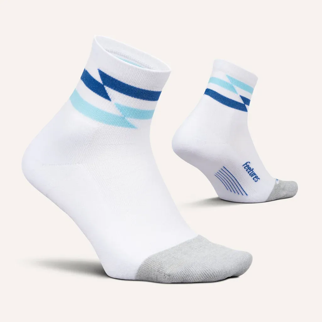 Elite Light Cushion Quarter Socks in White Track - 2