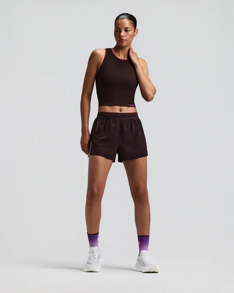 Women s CoolGrid Split Shorts 3 in Espresso - 2