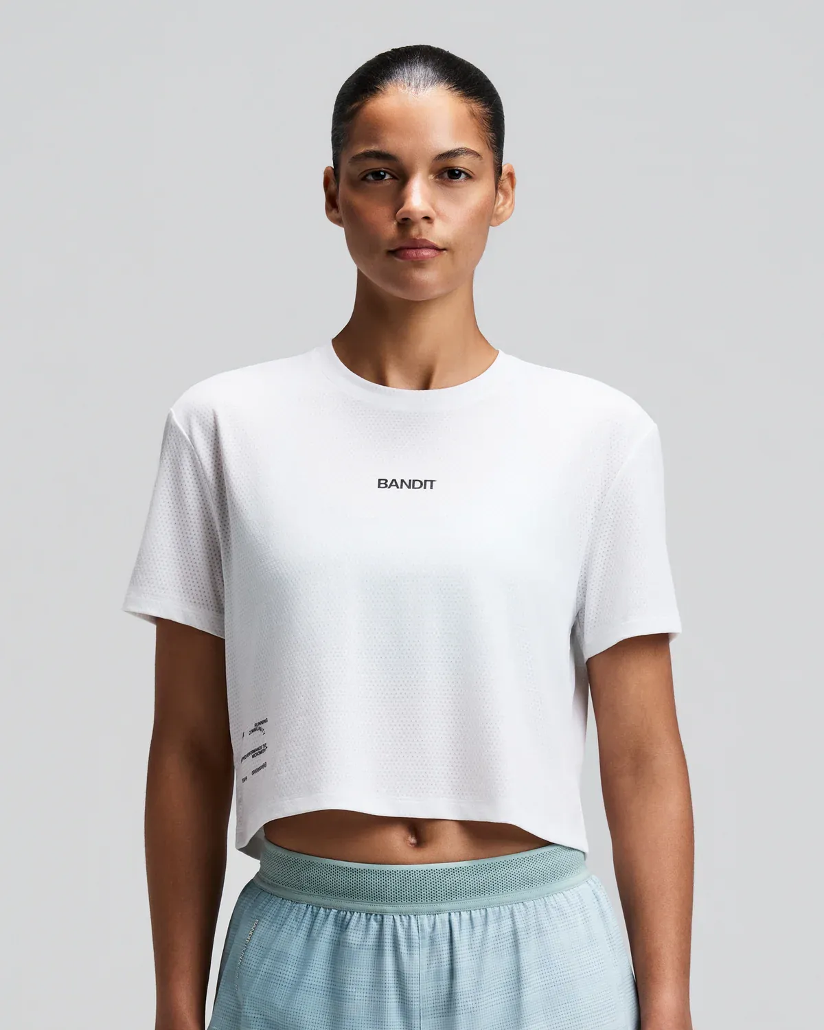 Women s Micromesh Cropped Run Tee in White - 2