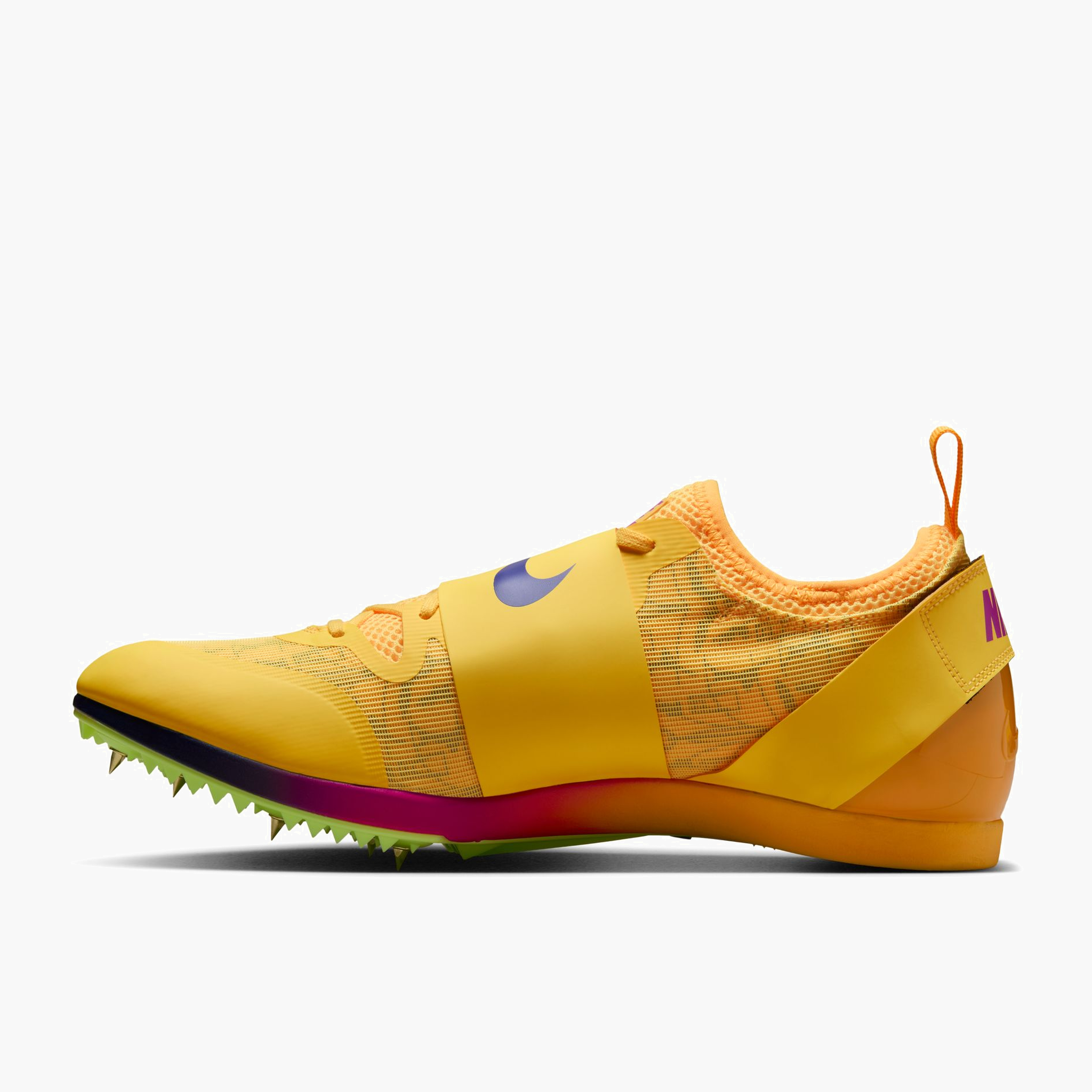 Medial angle shot of All Gender Pole Vault Elite in Citron Pulse / Indigo Burst-volt Ice