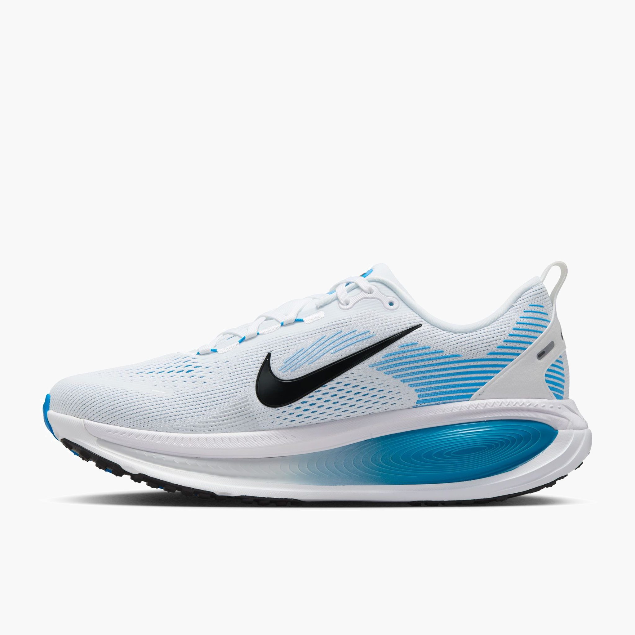 Medial angle shot of Men's Vomero 18 in White / Black-Blue Hero