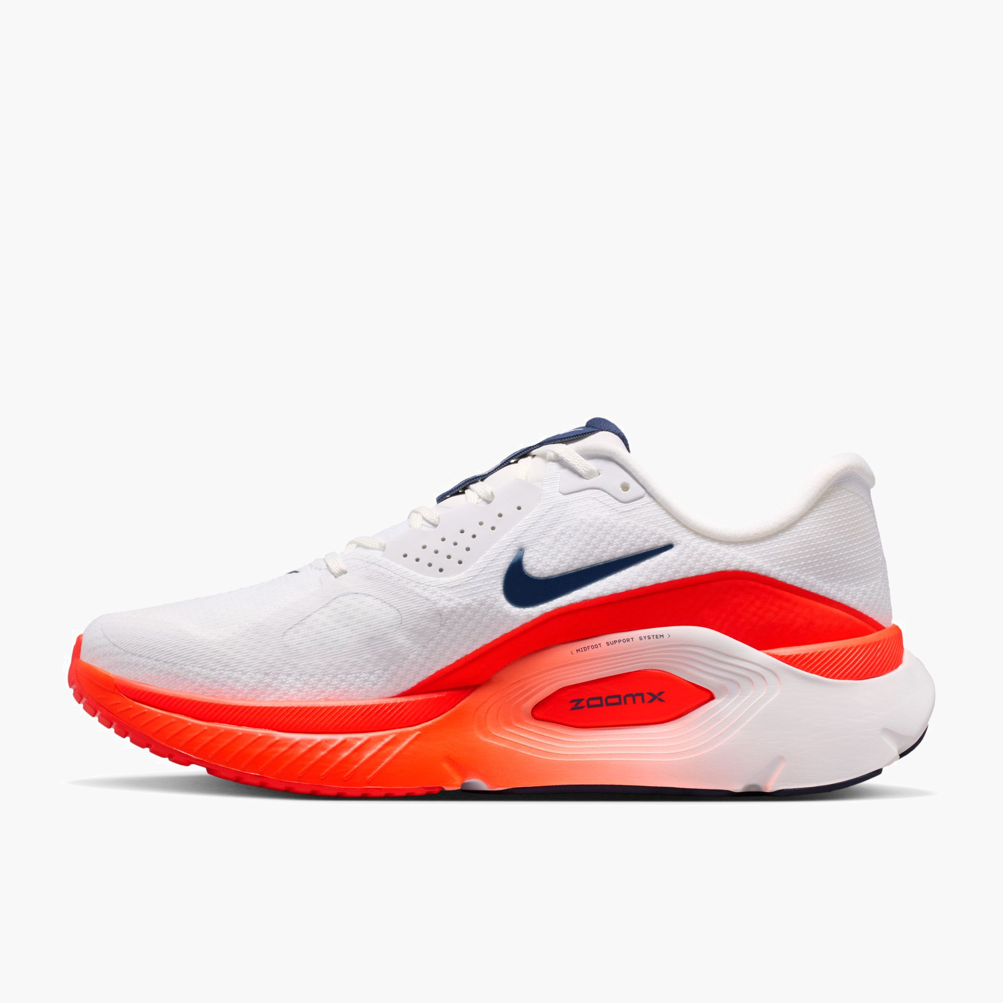 Medial angle shot of Men's Structure Plus in White / Midnight Navy-Bright Crimson