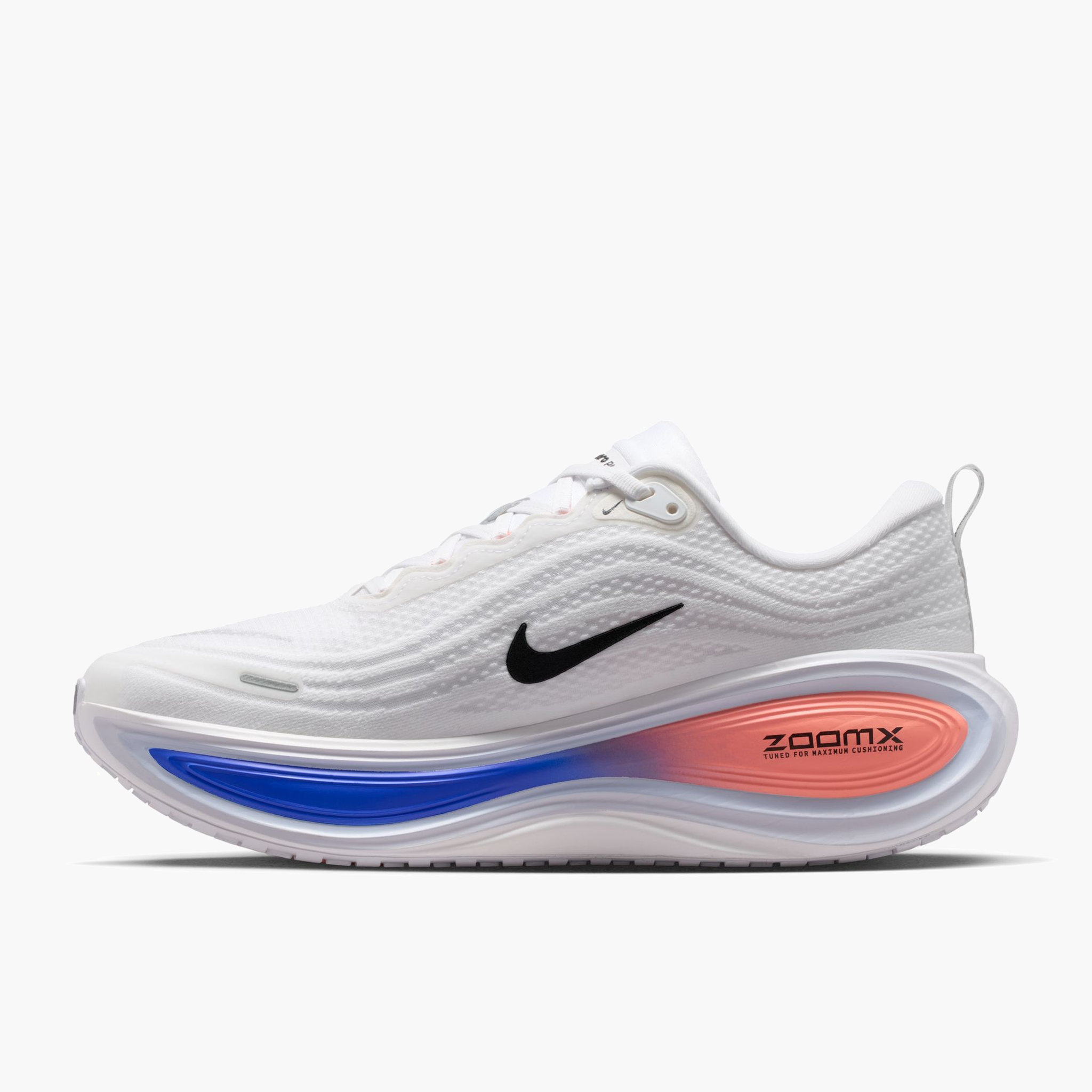 Medial angle shot of Men's Vomero Plus in White / Black-Atomic Pink-Racer Blue