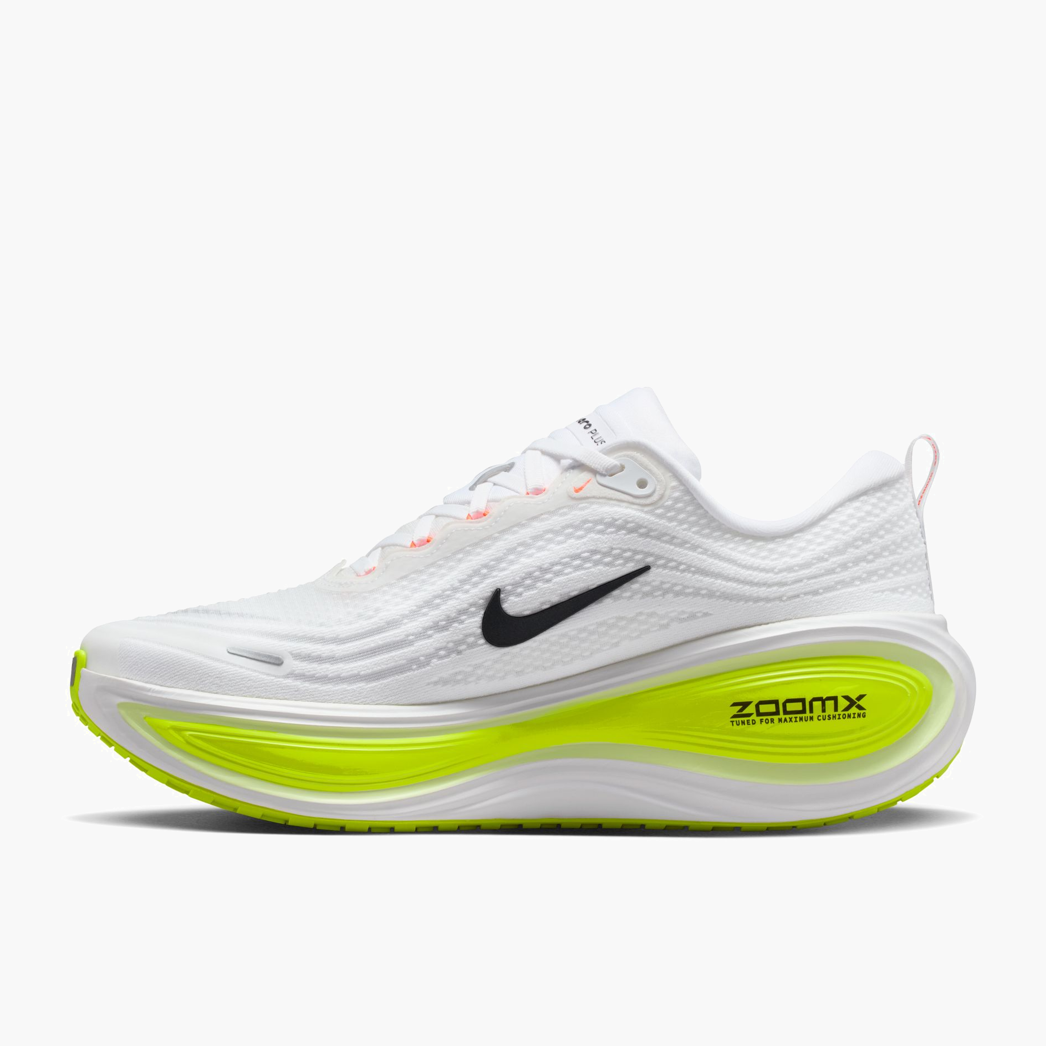 Medial angle shot of Men's Vomero Plus in White / Black-Volt-Barely Volt