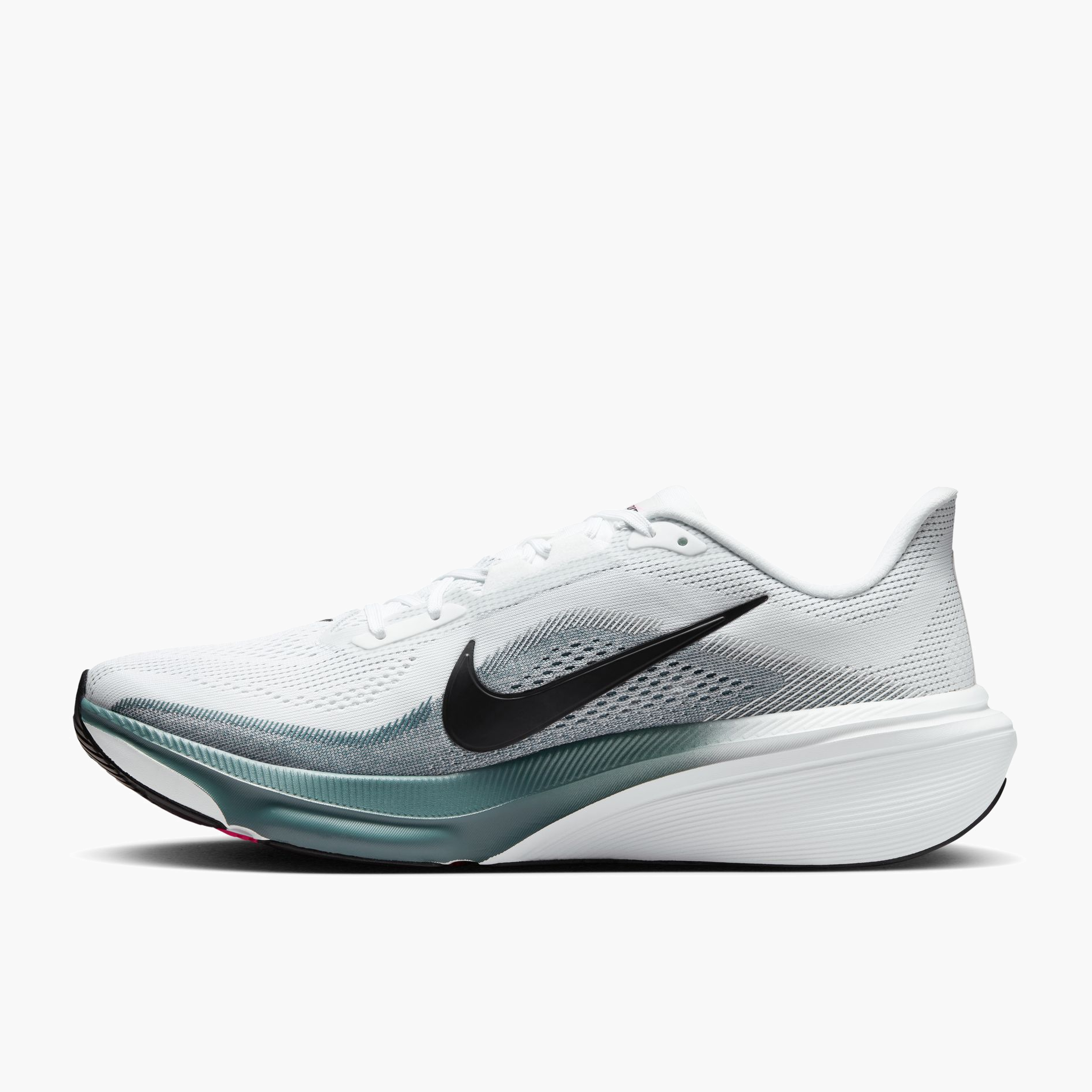 Medial angle shot of Men's Pegasus 42 in White / Black-Mineral Slate-Hyper Pink