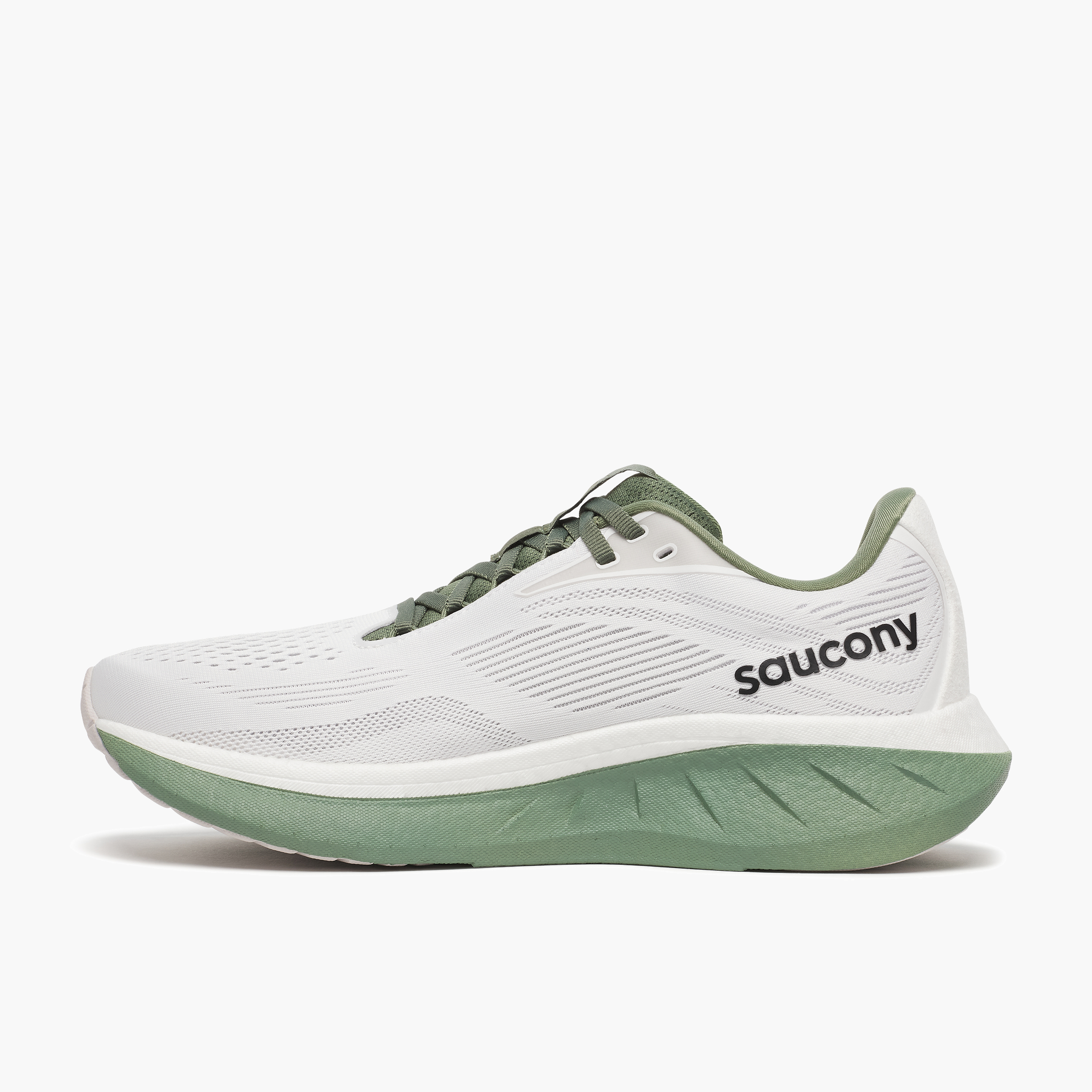 Medial angle shot of Men's Ride 18 in White/olivine