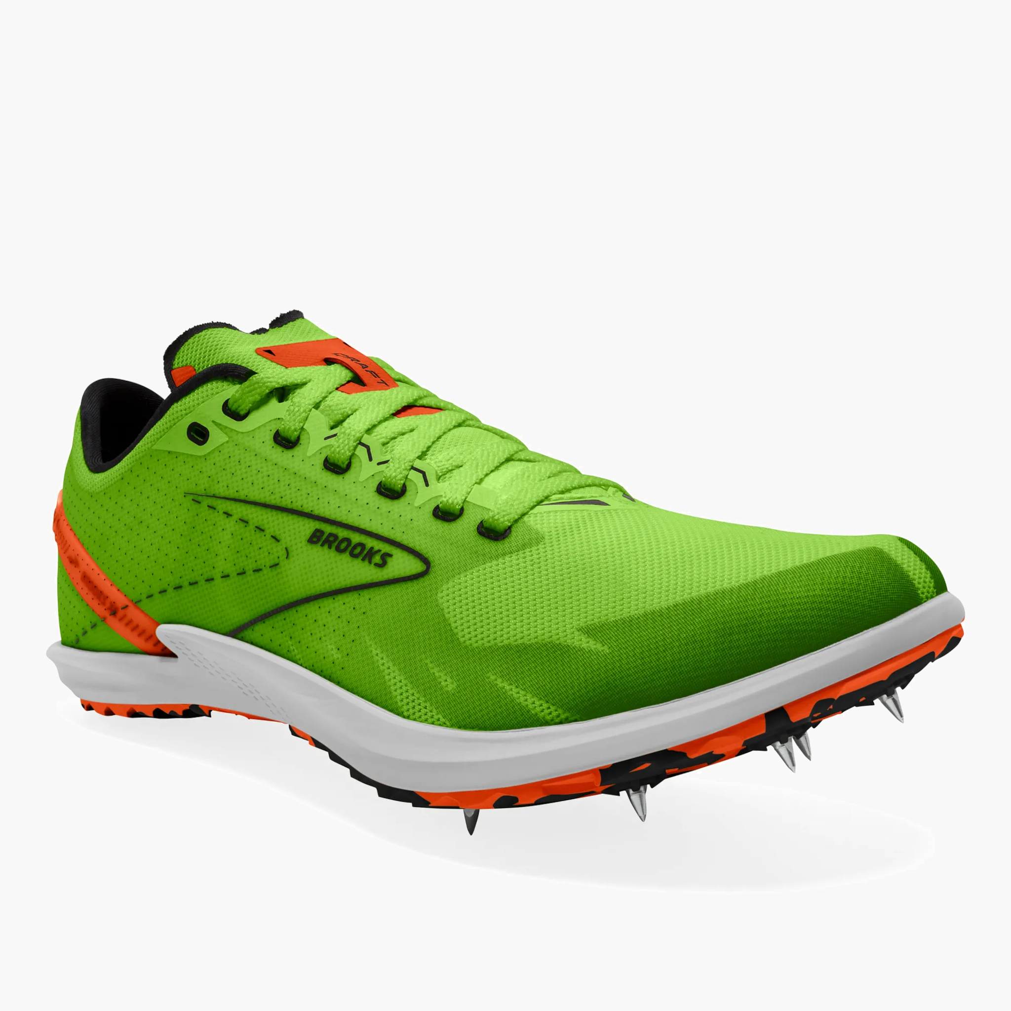 3/4 angle shot of All Gender Draft XC in Green Gecko / Red Orange / White